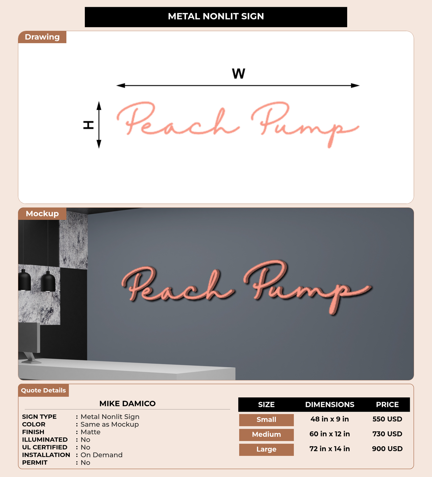 CUSTOM MOCKUP SIGN FOR Mike Damico