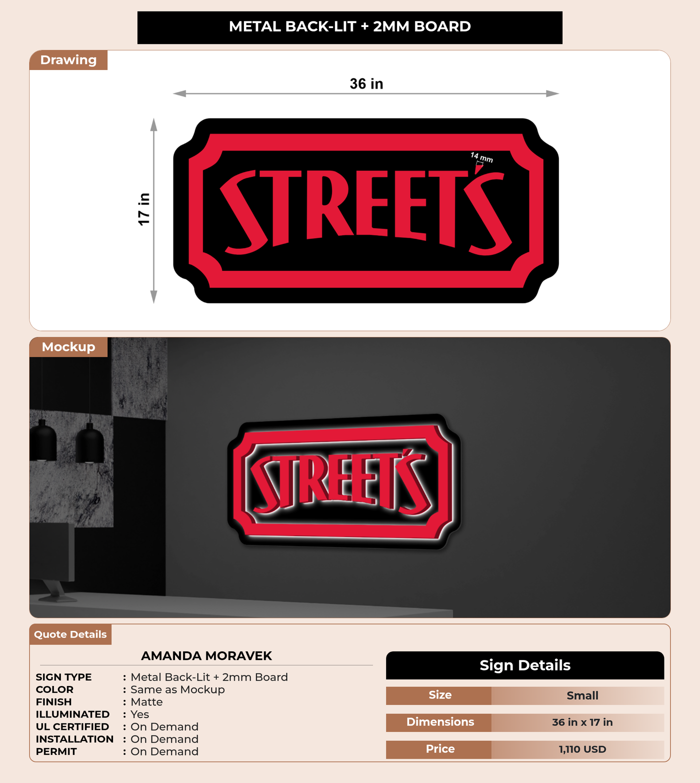 CUSTOM MOCKUP SIGN FOR Amanda Moravek