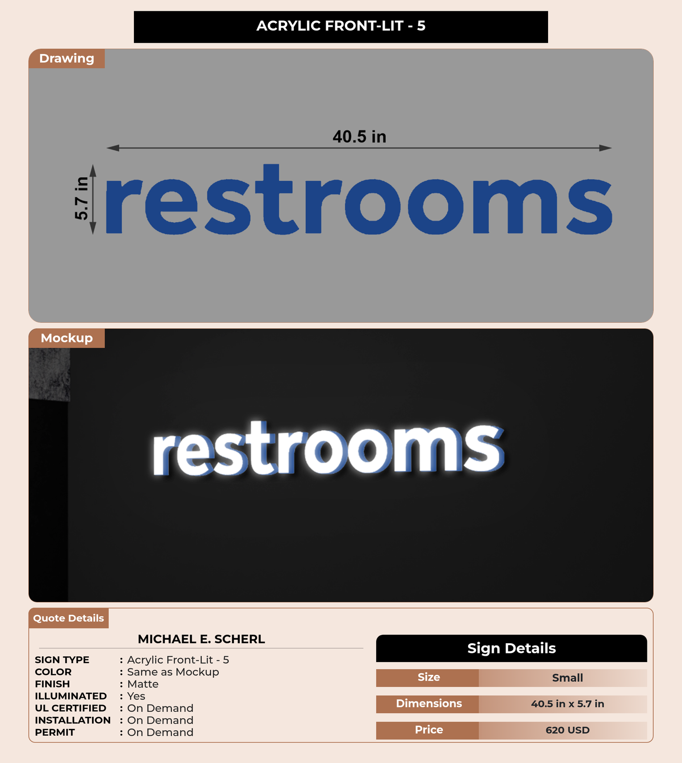 CUSTOM MOCKUP SIGN FOR Michael E. Scherl