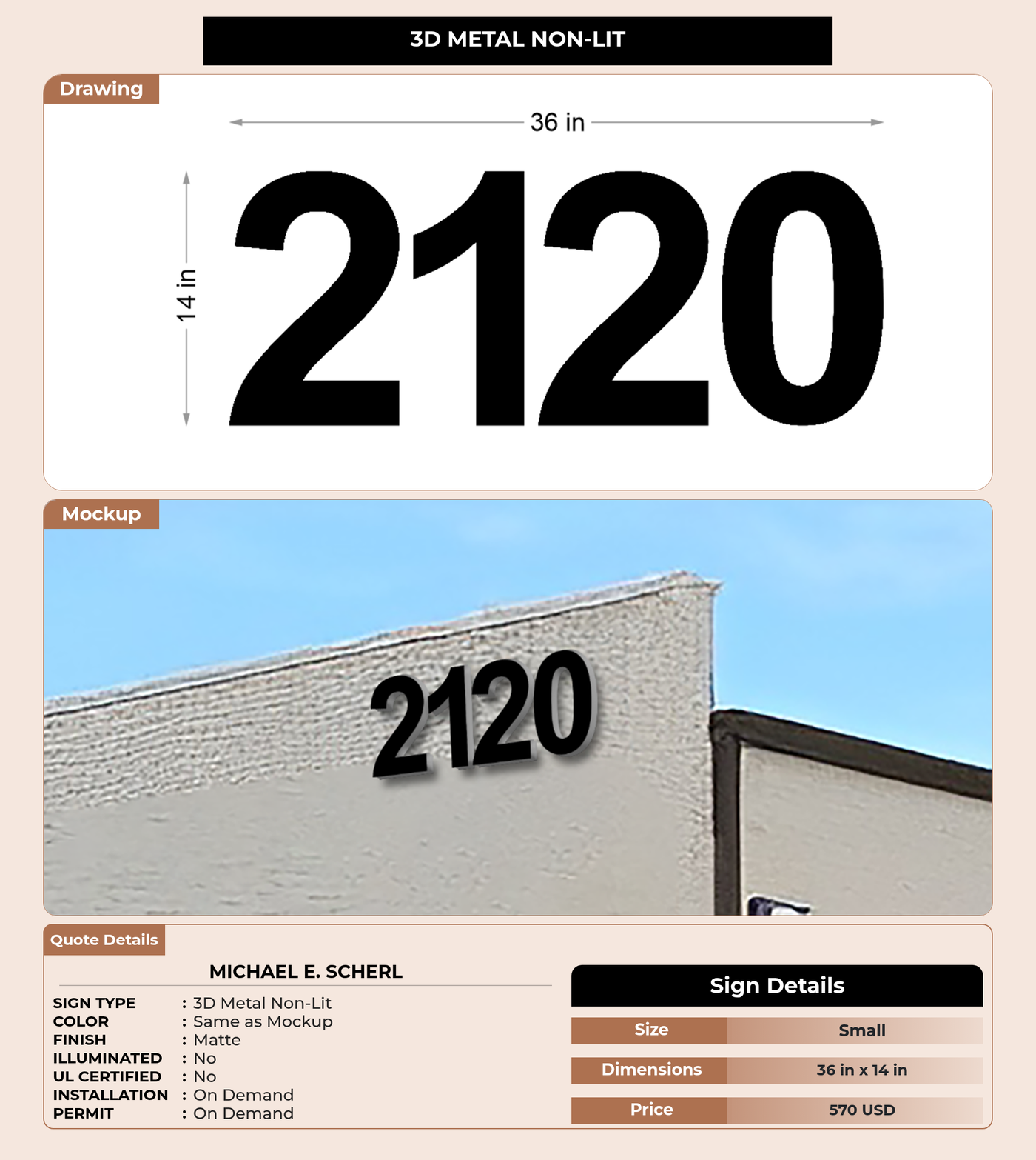 CUSTOM MOCKUP SIGN FOR Michael E. Scherl