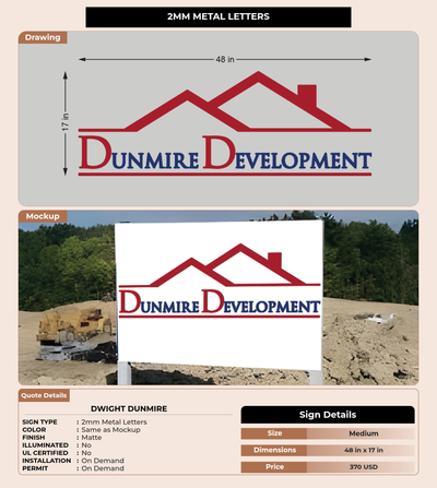 CUSTOM MOCKUP SIGN FOR Dwight Dunmire