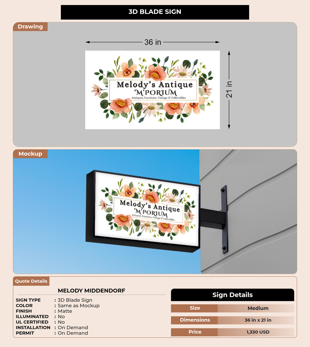 CUSTOM MOCKUP SIGN FOR Melody Middendorf