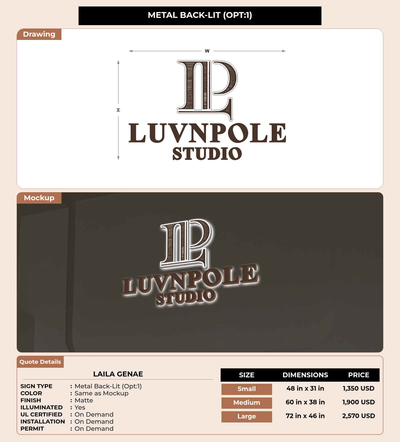 CUSTOM MOCKUP SIGN FOR Laila Genae