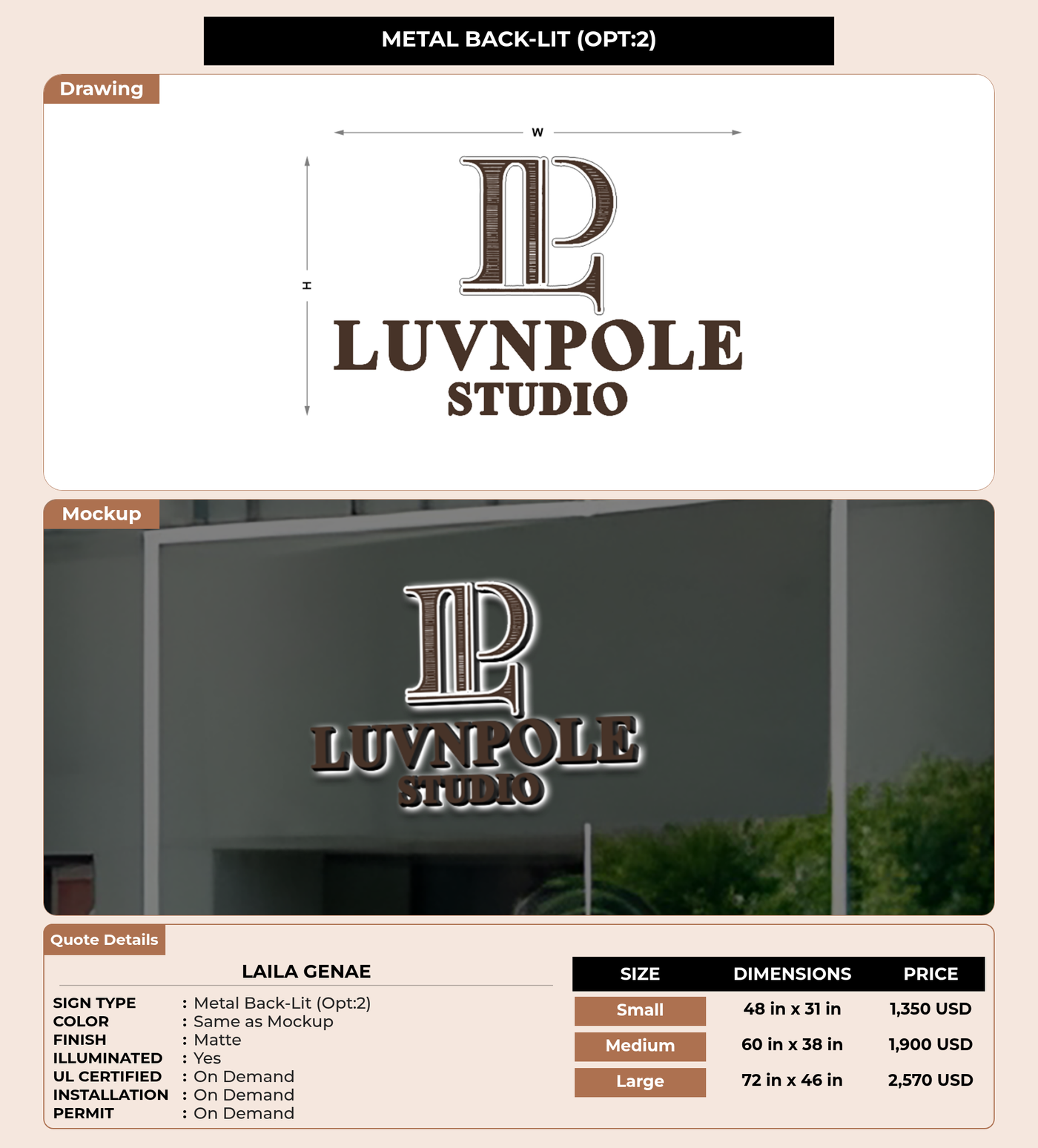 CUSTOM MOCKUP SIGN FOR Laila Genae