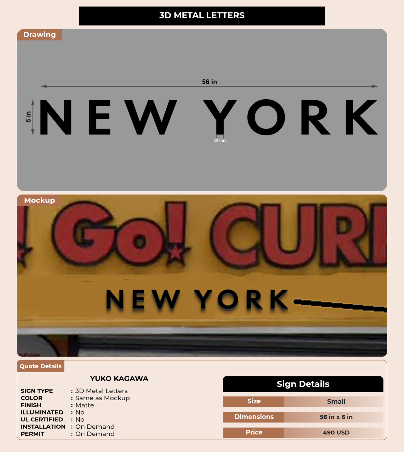 CUSTOM MOCKUP SIGN FOR Yuko Kagawa
