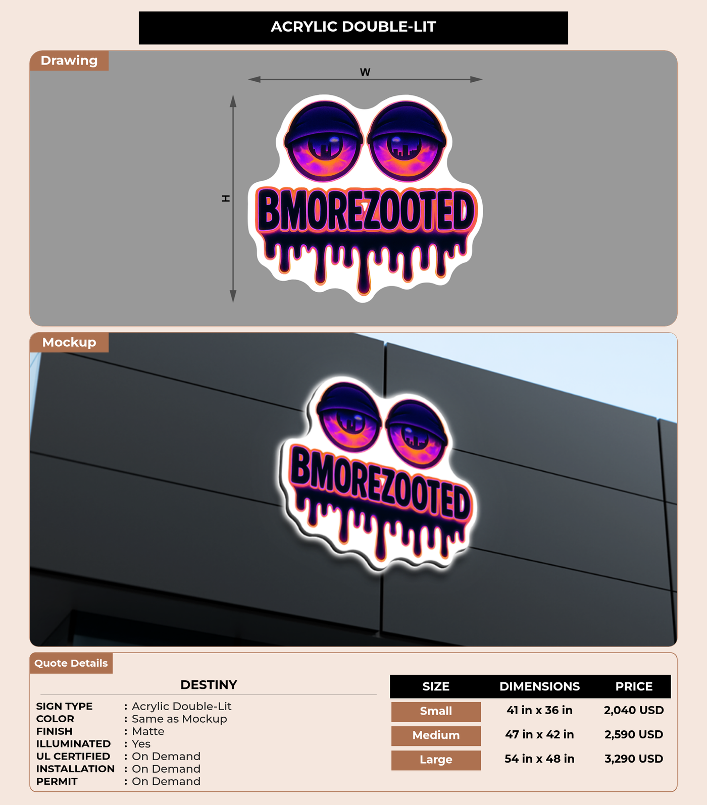 CUSTOM MOCKUP SIGN FOR Destiny