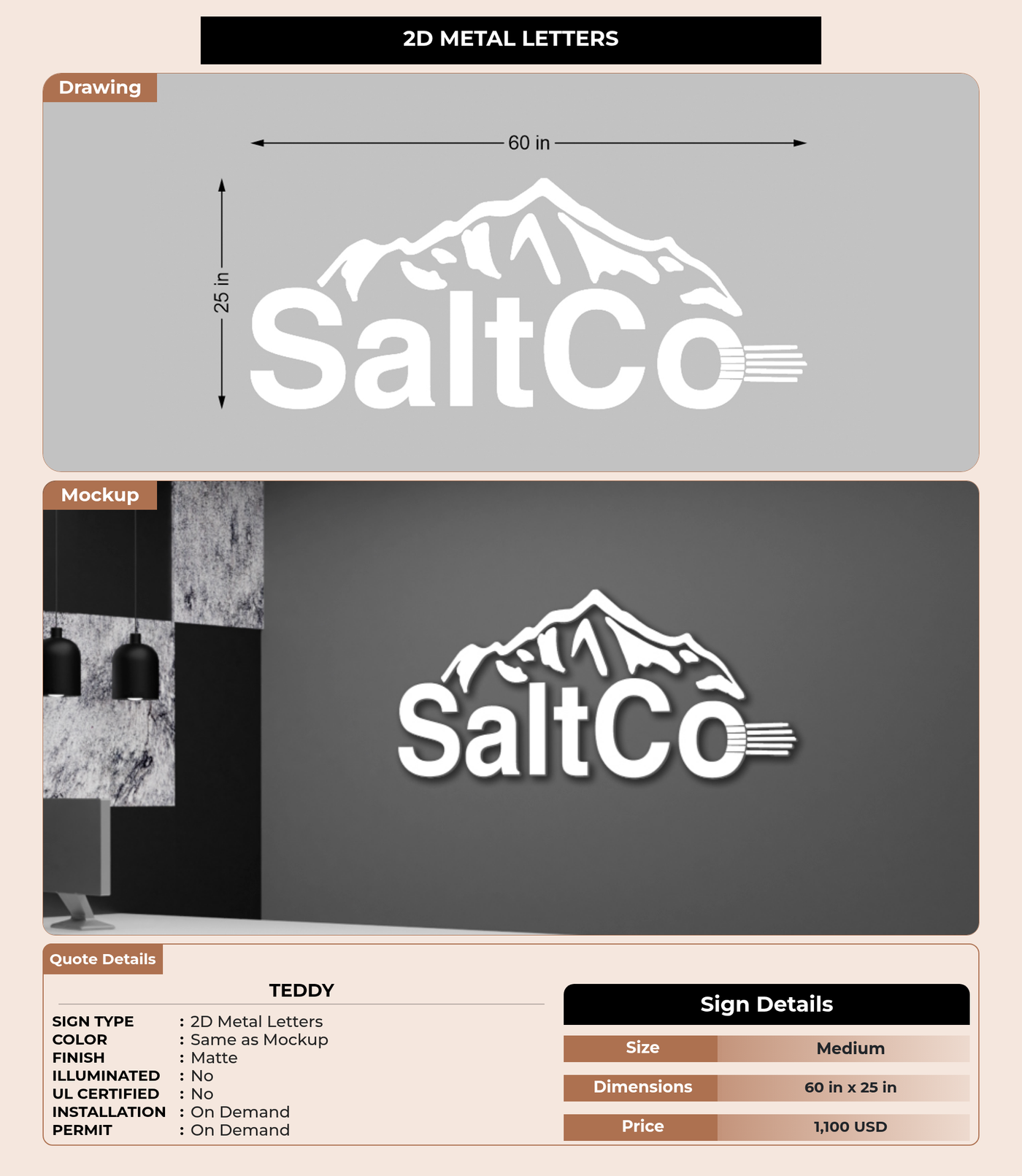CUSTOM MOCKUP SIGN FOR Teddy