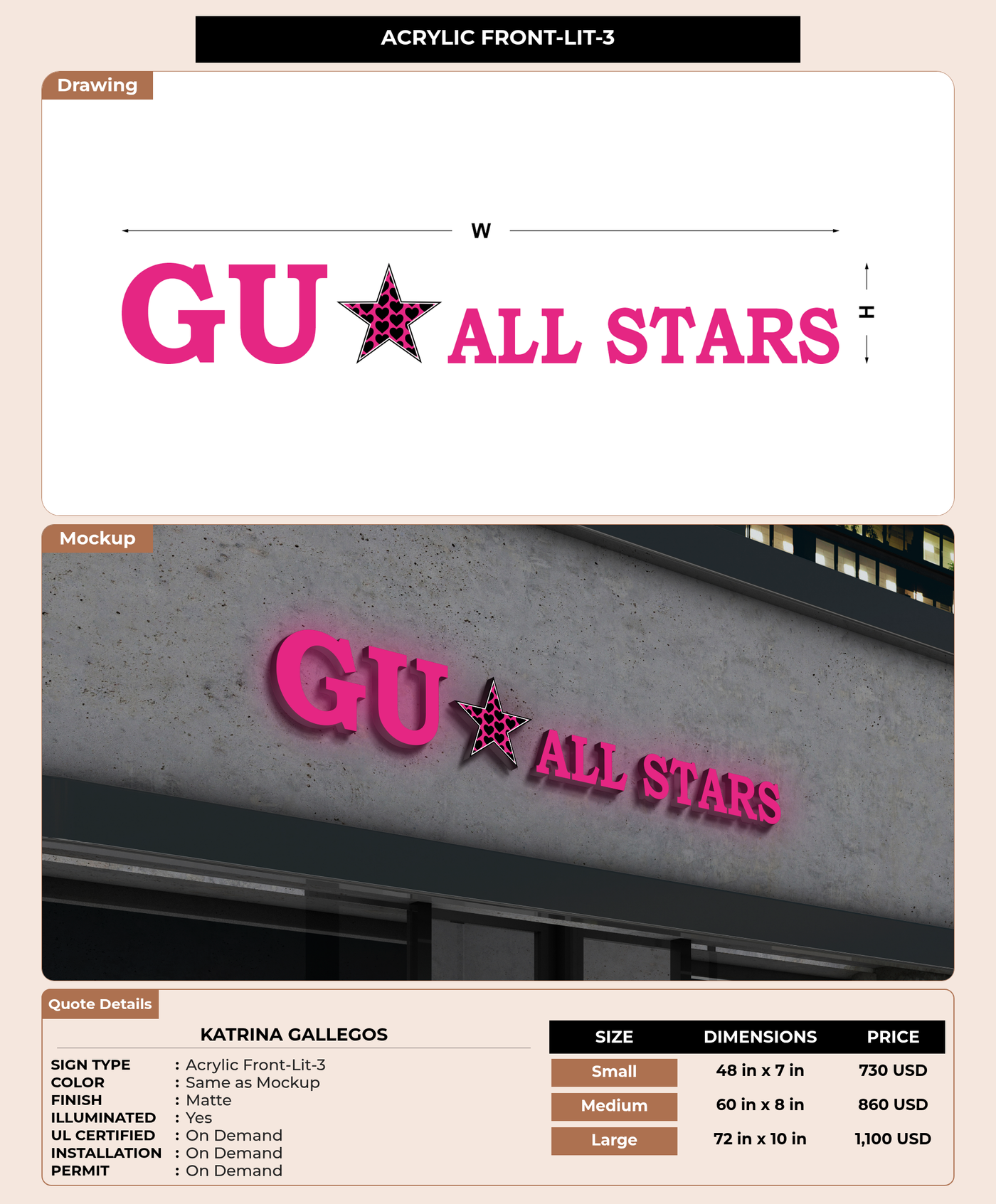 CUSTOM MOCKUP SIGN FOR Katrina Gallegos
