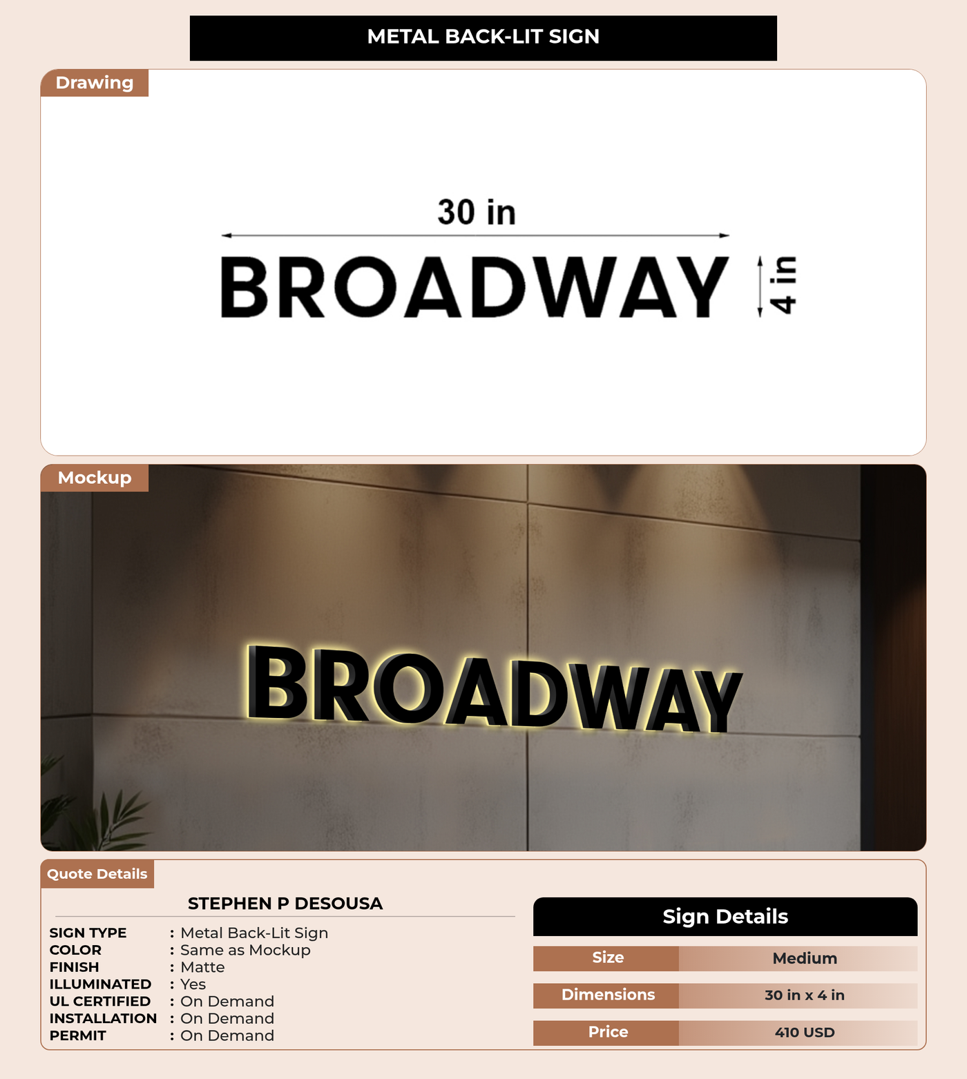 CUSTOM MOCKUP SIGN FOR Stephen P DeSousa