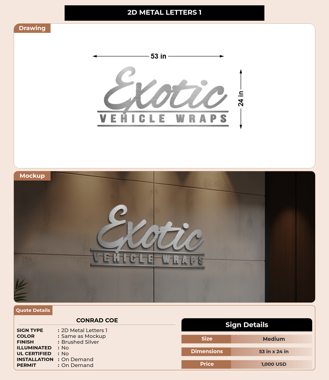 CUSTOM MOCKUP SIGN FOR Conrad Coe