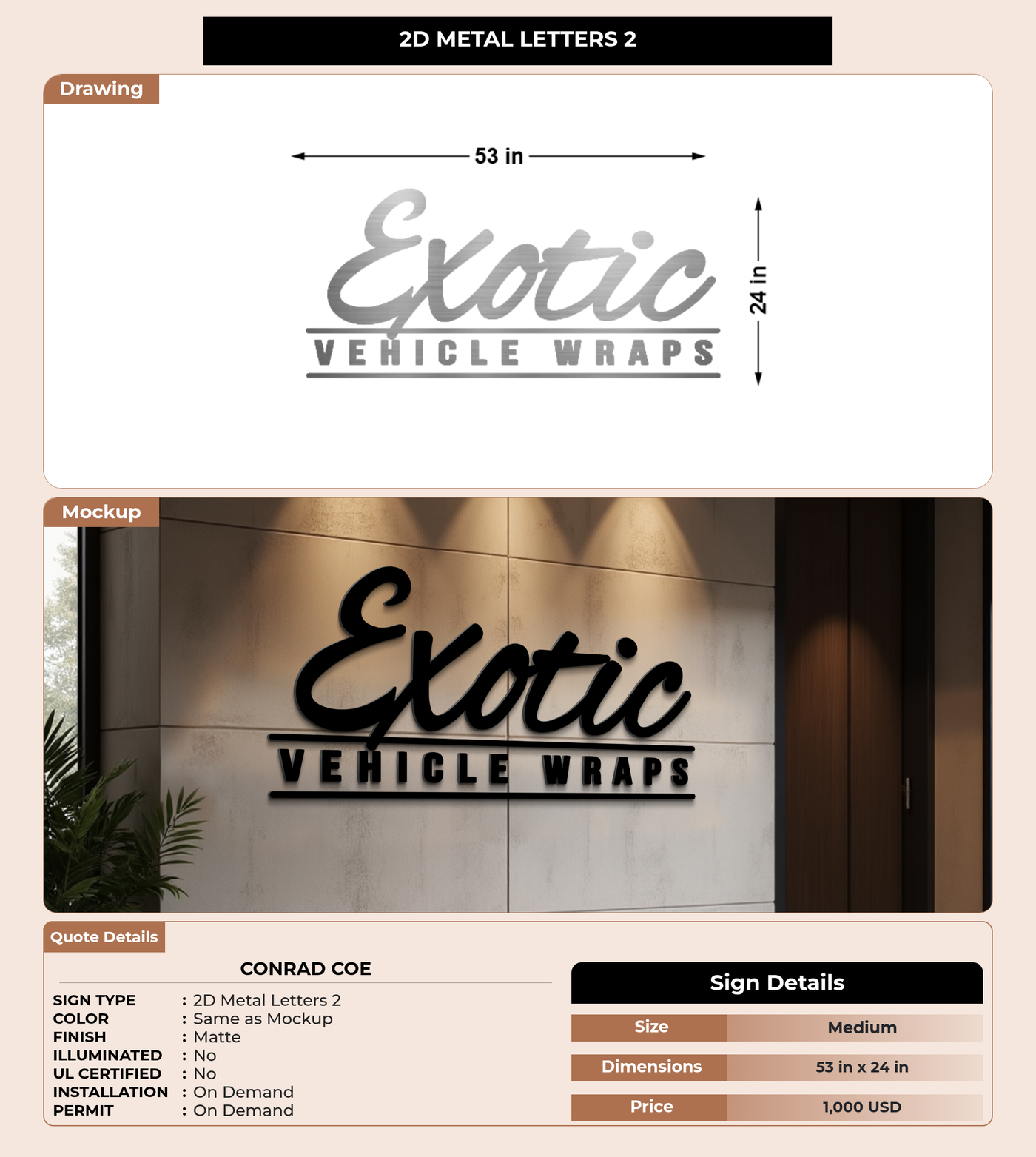 CUSTOM MOCKUP SIGN FOR Conrad Coe