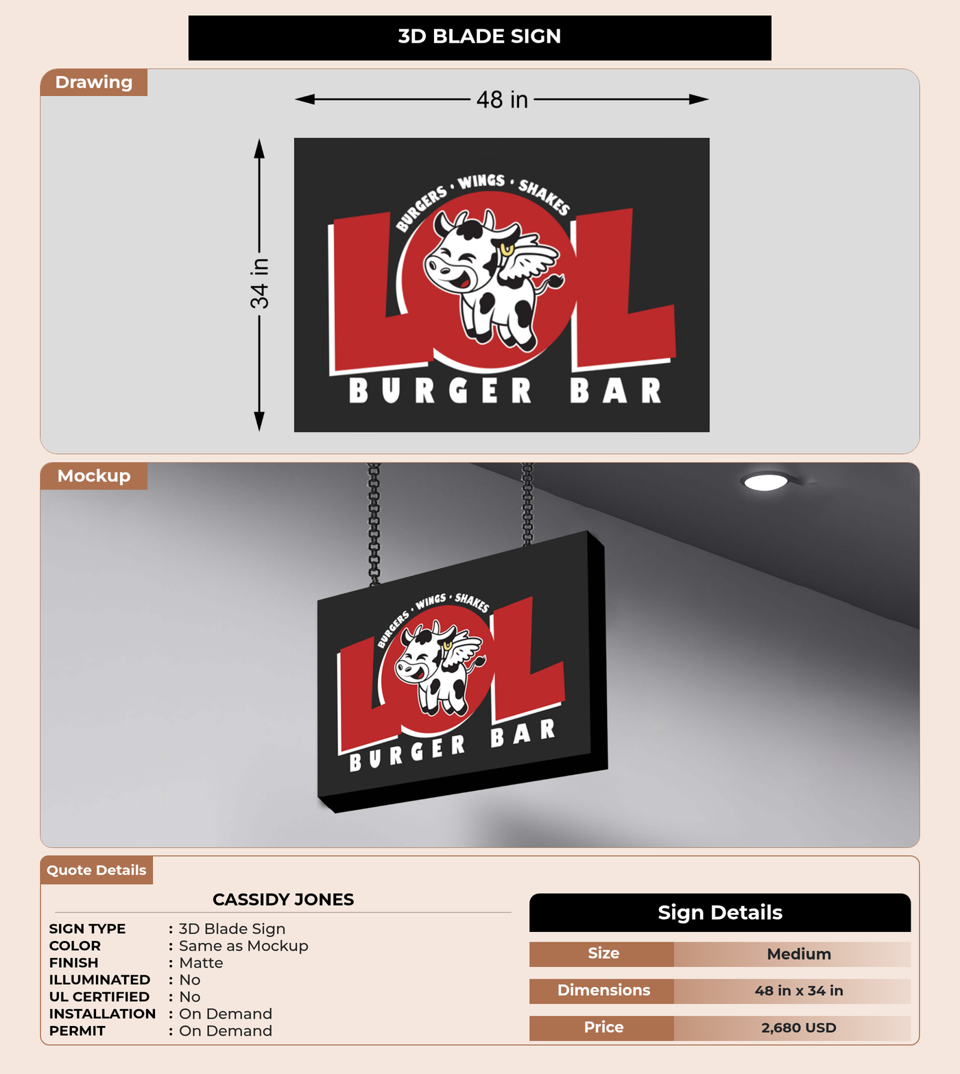 CUSTOM MOCKUP SIGN FOR Cassidy Jones