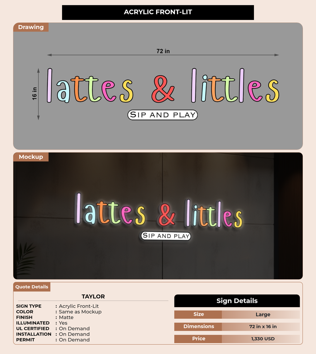 CUSTOM MOCKUP SIGN FOR Taylor