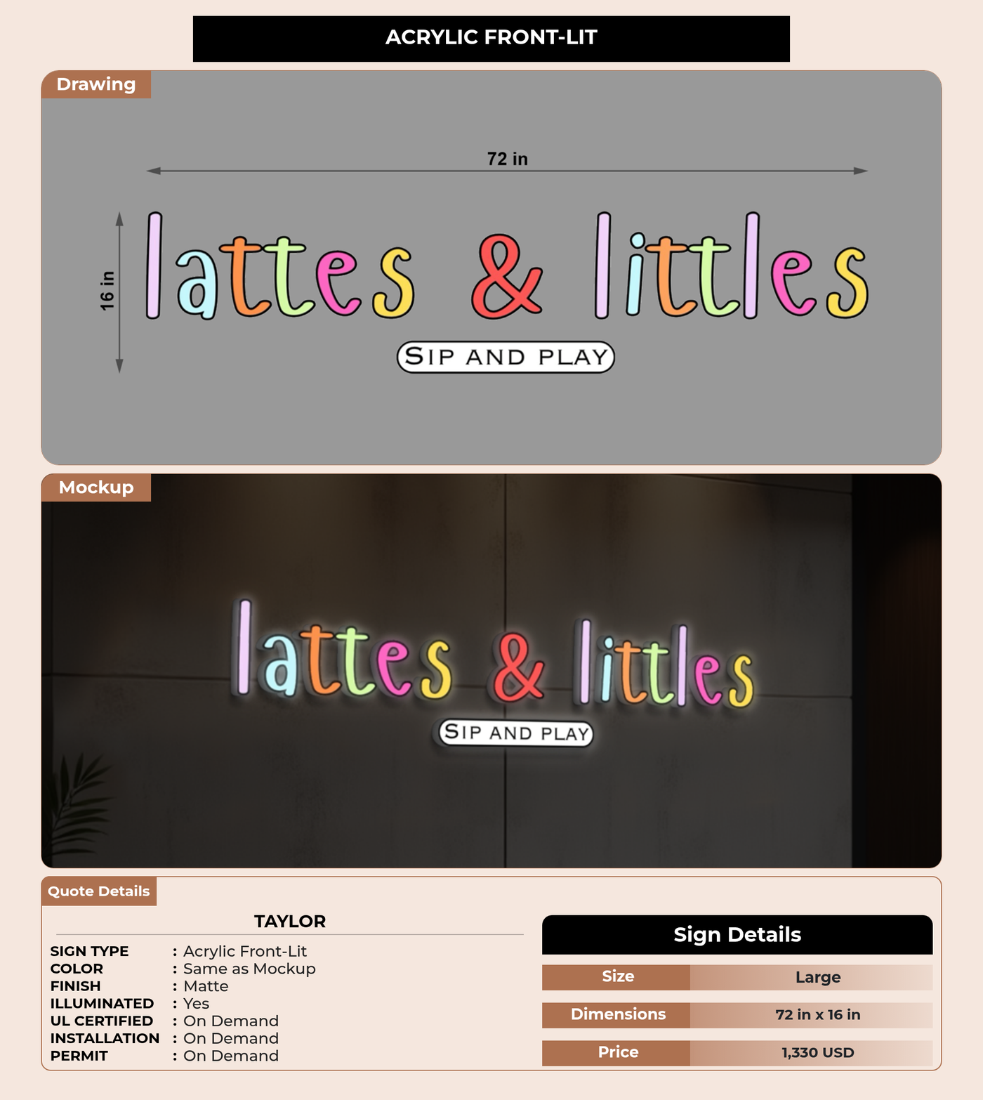 CUSTOM MOCKUP SIGN FOR Taylor