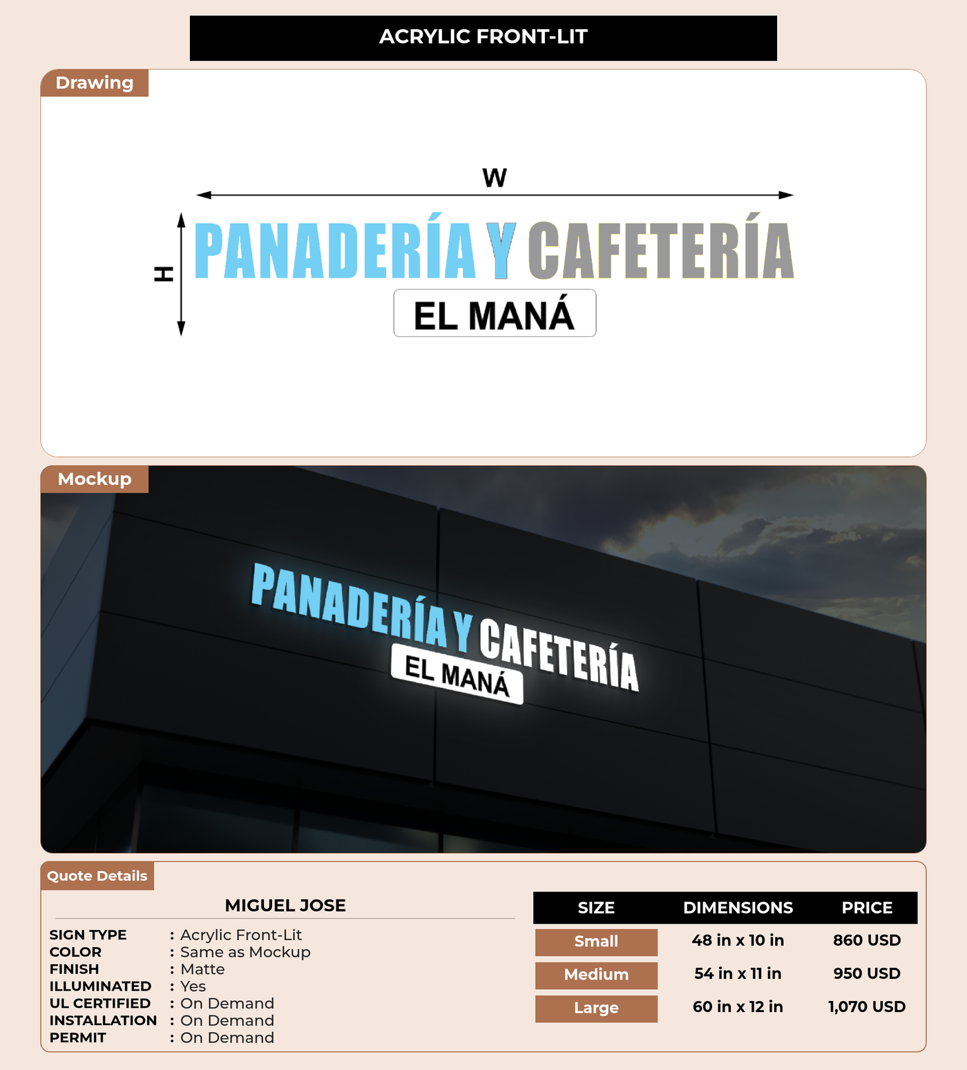 CUSTOM MOCKUP SIGN FOR Miguel Jose