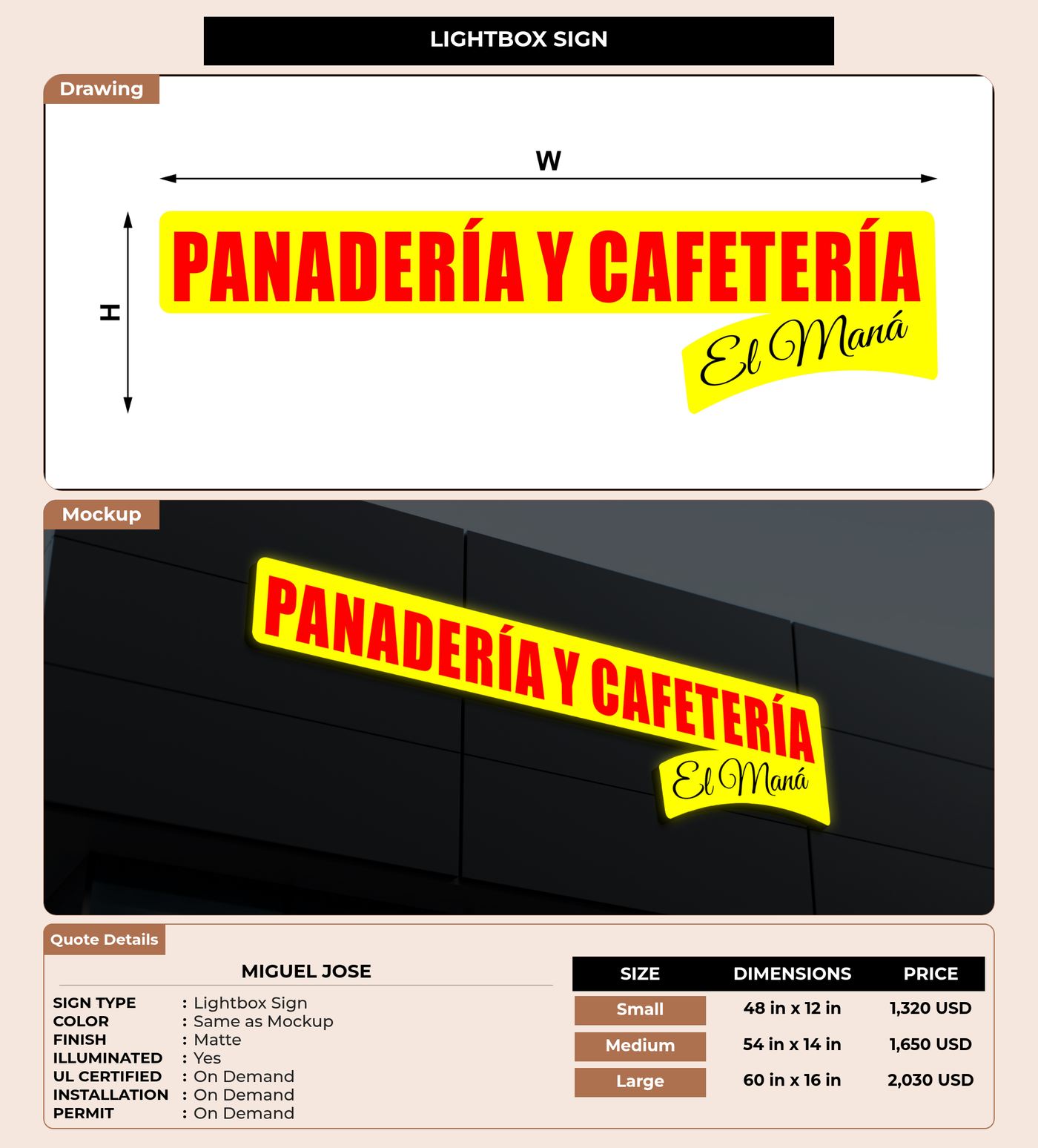 CUSTOM MOCKUP SIGN FOR Miguel Jose
