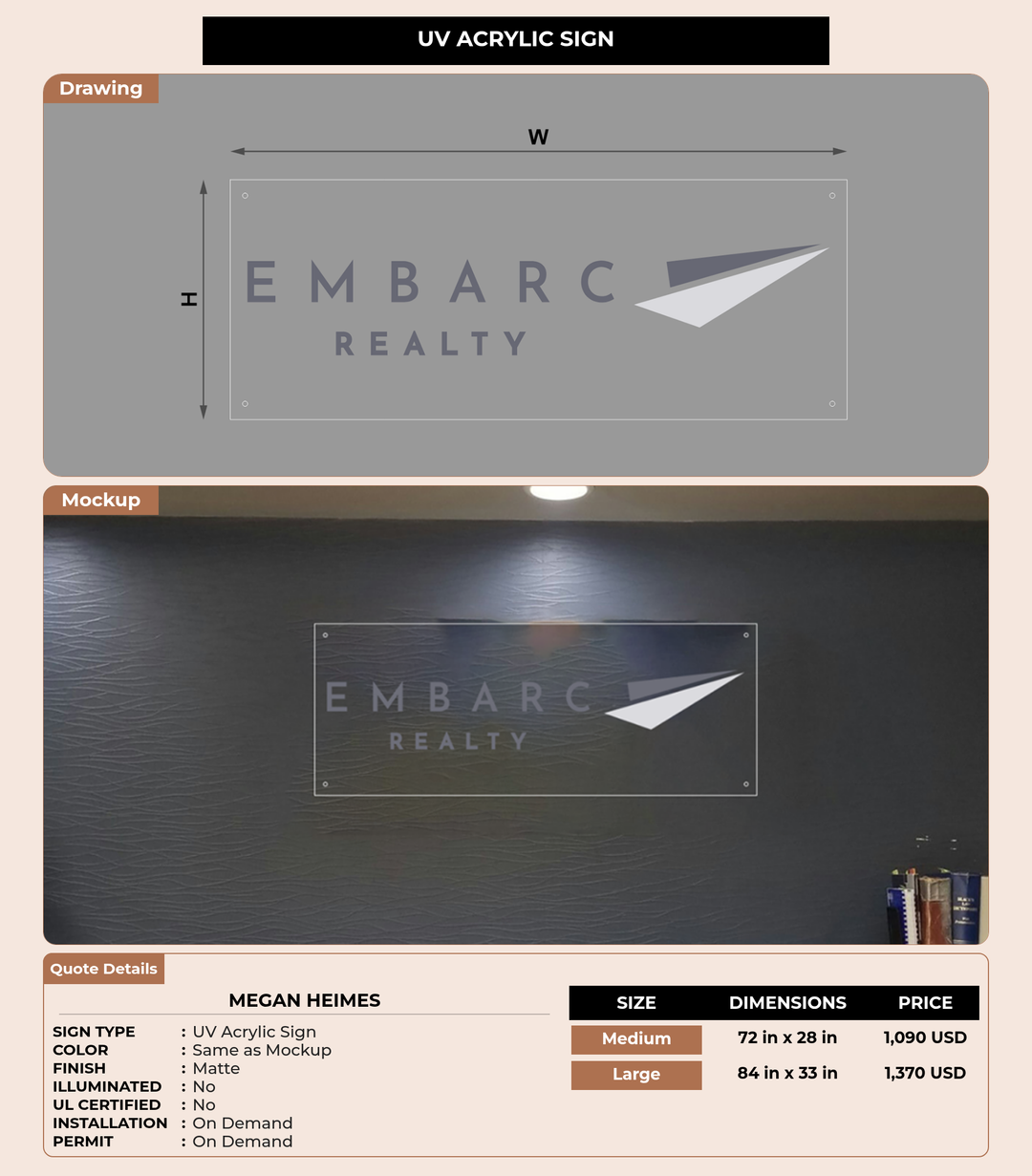 CUSTOM MOCKUP SIGN FOR Megan Heimes