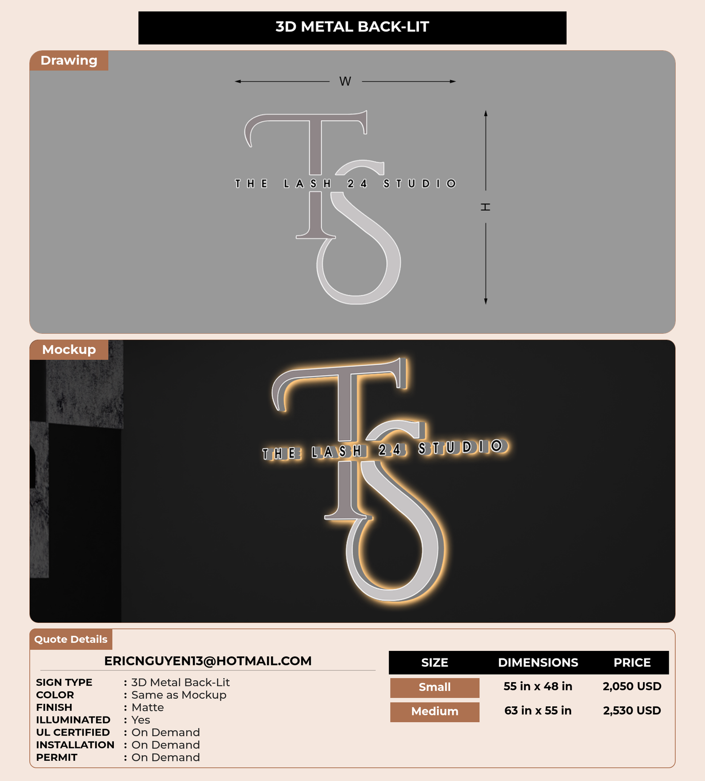 CUSTOM MOCKUP SIGN FOR ericnguyen13@hotmail.com