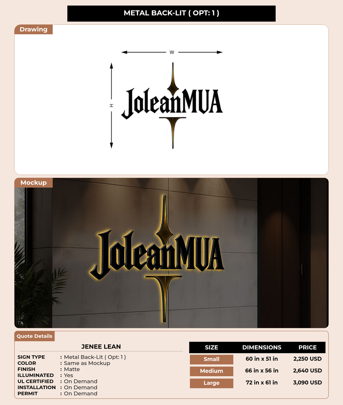 CUSTOM MOCKUP SIGN FOR Jenee Lean
