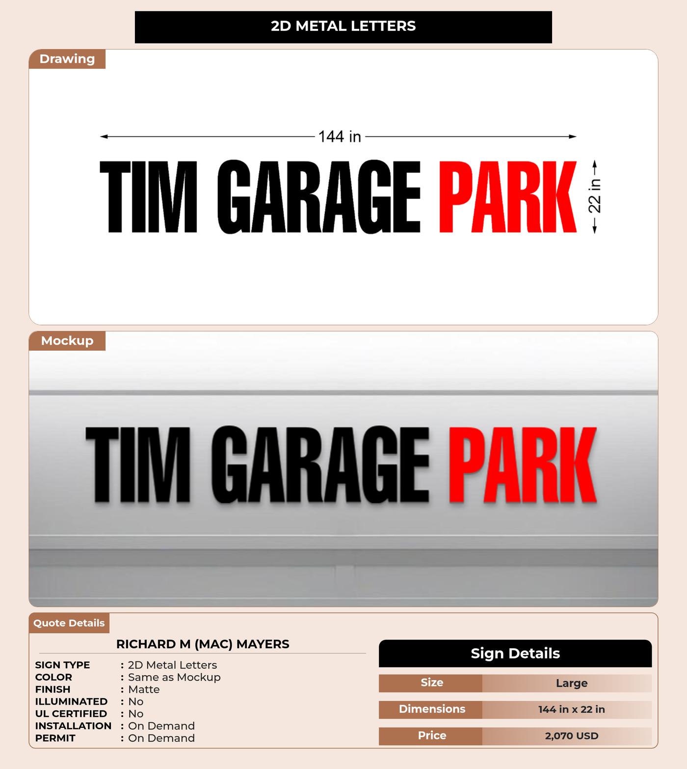 CUSTOM MOCKUP SIGN FOR Richard M (Mac) Mayers