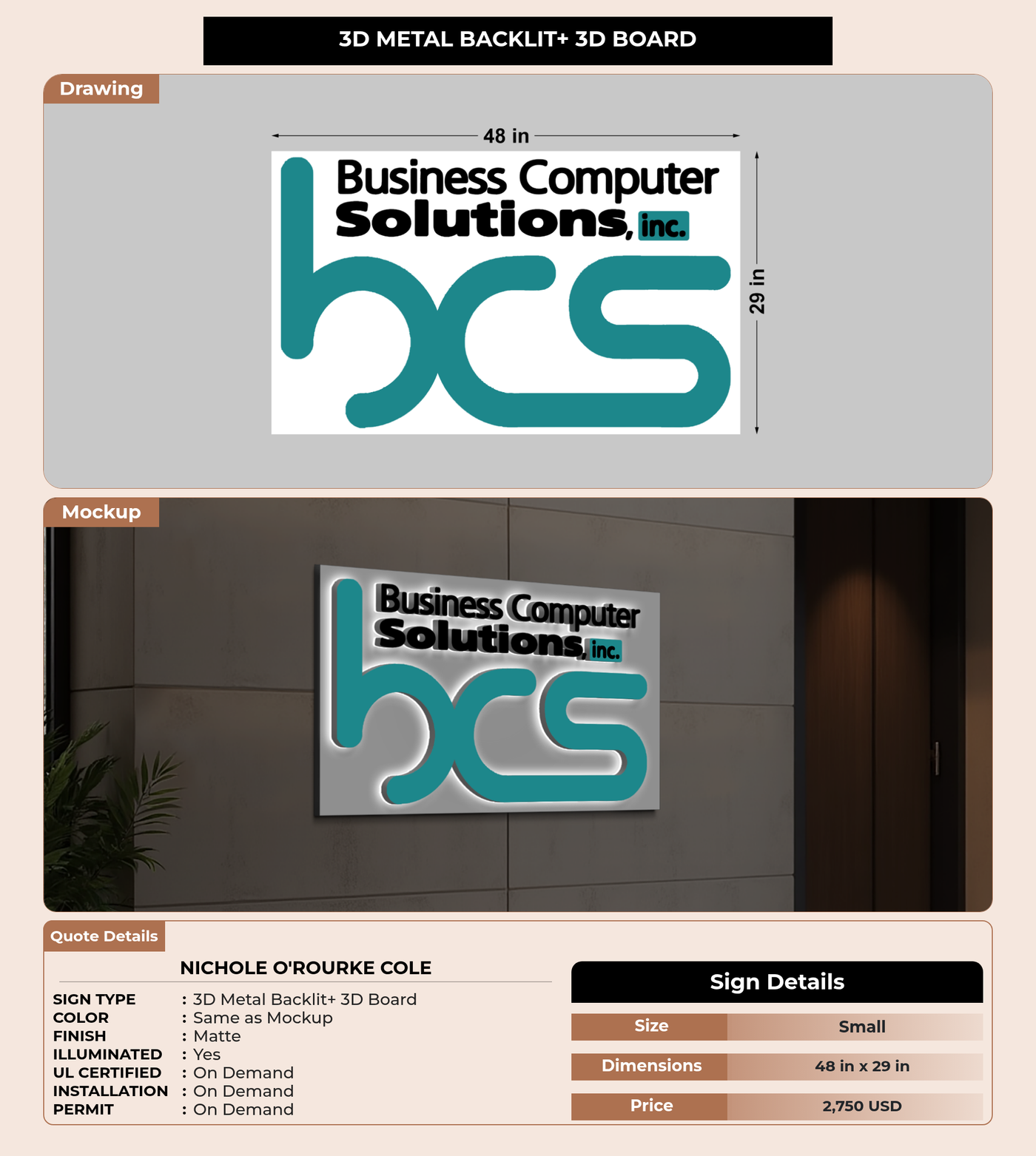 CUSTOM MOCKUP SIGN FOR Nichole O'Rourke Cole