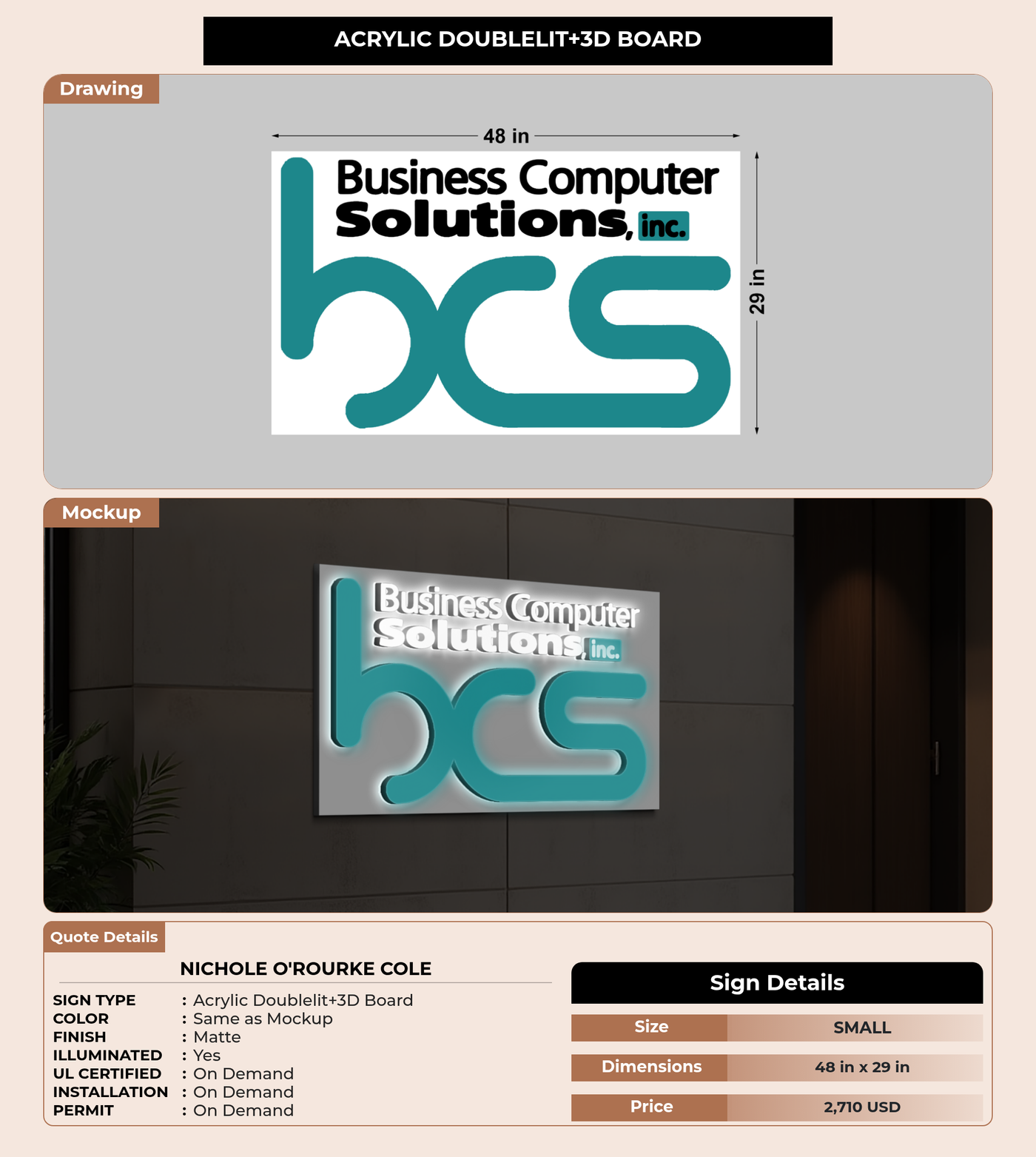 CUSTOM MOCKUP SIGN FOR Nichole O'Rourke Cole
