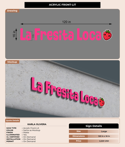 CUSTOM MOCKUP SIGN FOR Karla Olivera