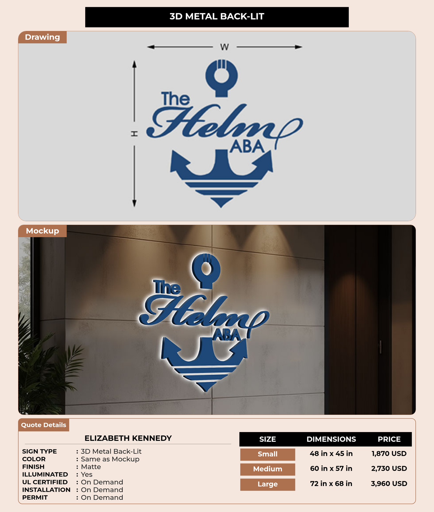 CUSTOM MOCKUP SIGN FOR Elizabeth Kennedy