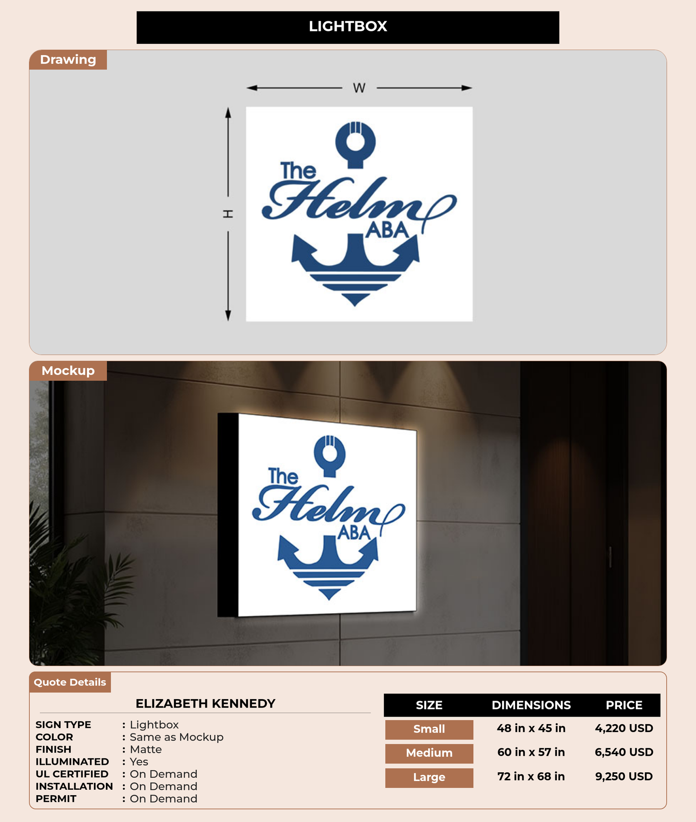 CUSTOM MOCKUP SIGN FOR Elizabeth Kennedy