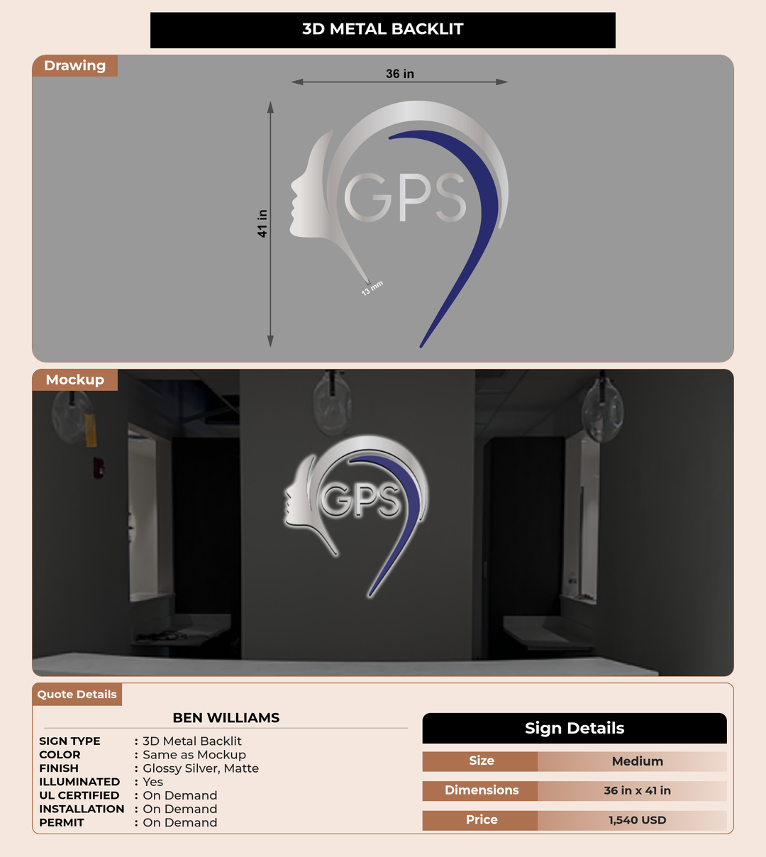 CUSTOM MOCKUP SIGN FOR Ben Williams