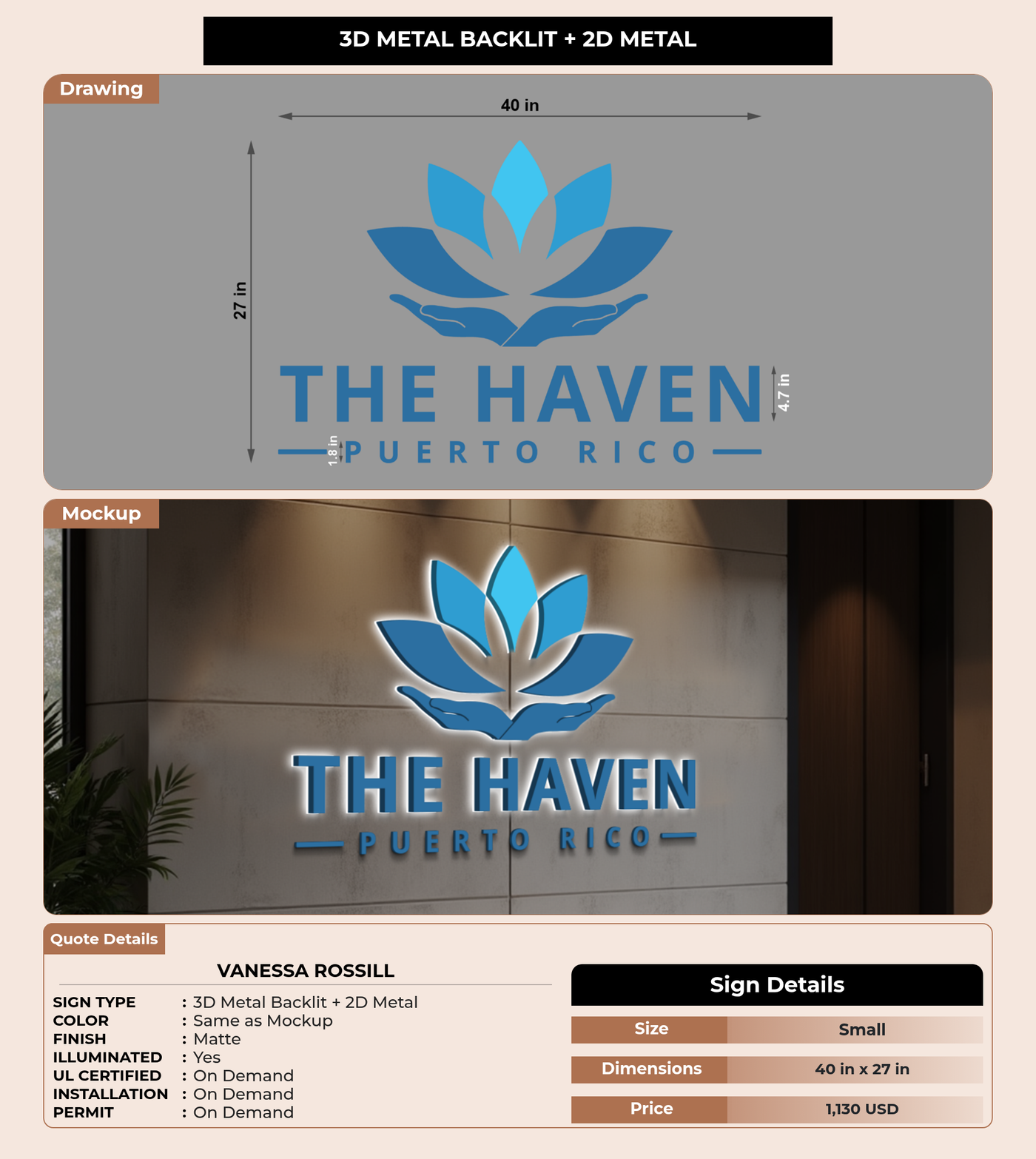 CUSTOM MOCKUP SIGN FOR Vanessa Rossill