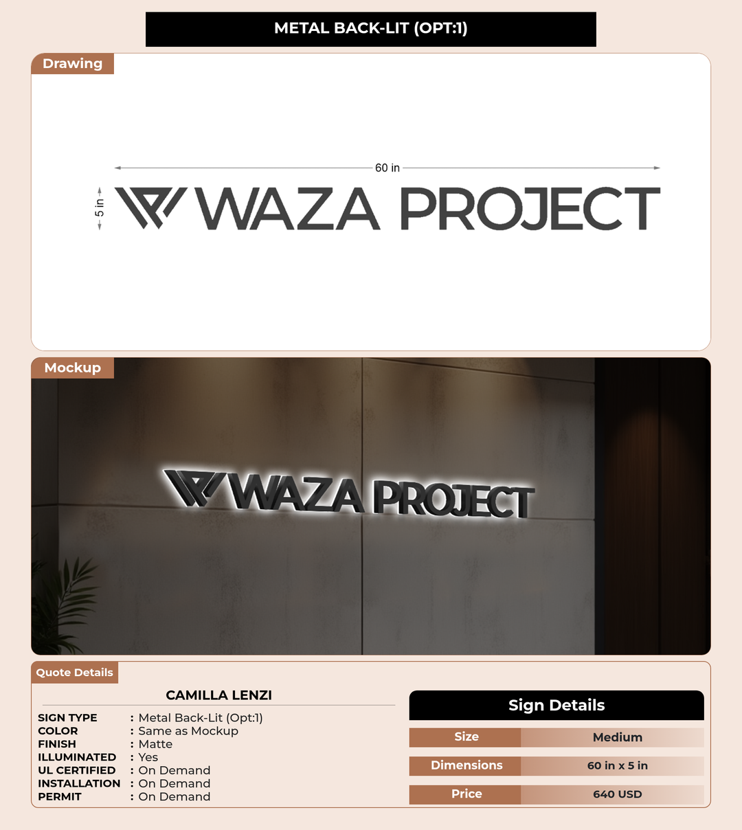 CUSTOM MOCKUP SIGN FOR Camilla Lenzi