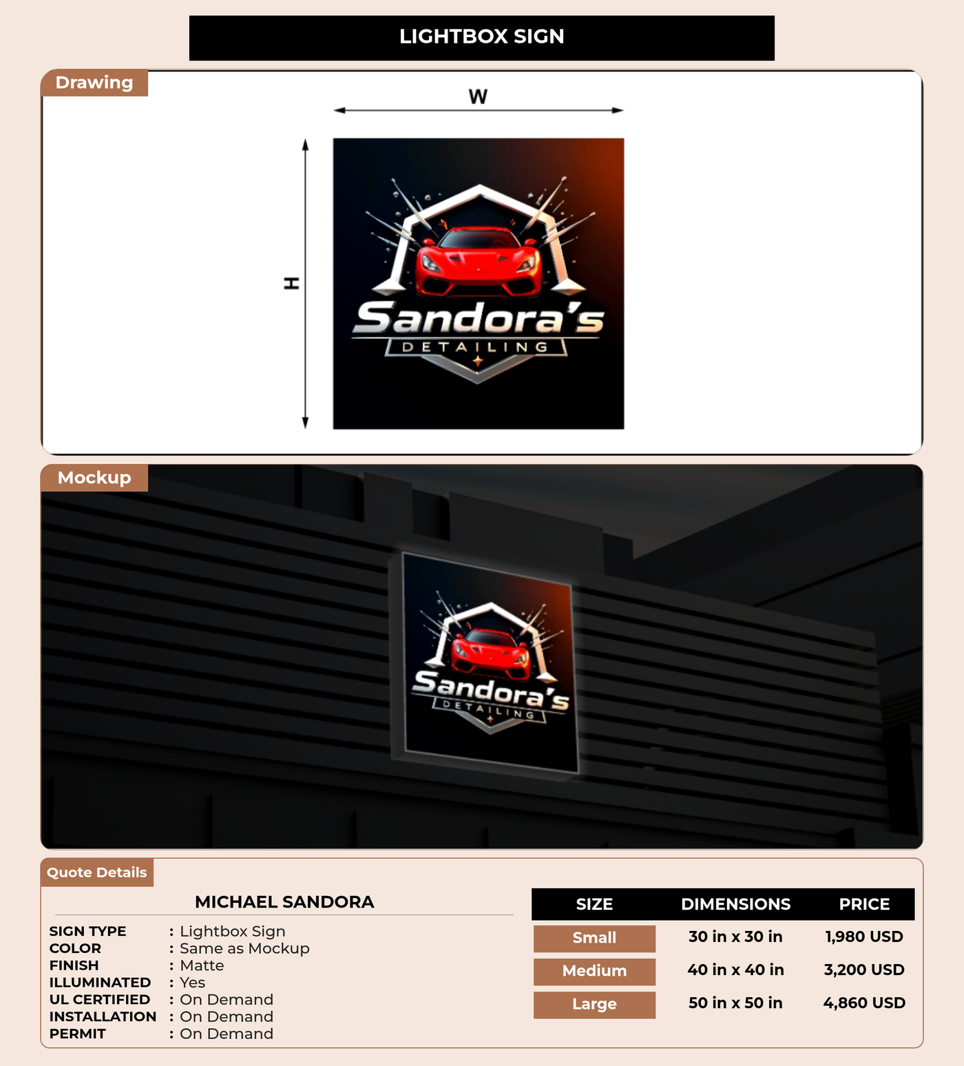 CUSTOM MOCKUP SIGN FOR Michael sandora