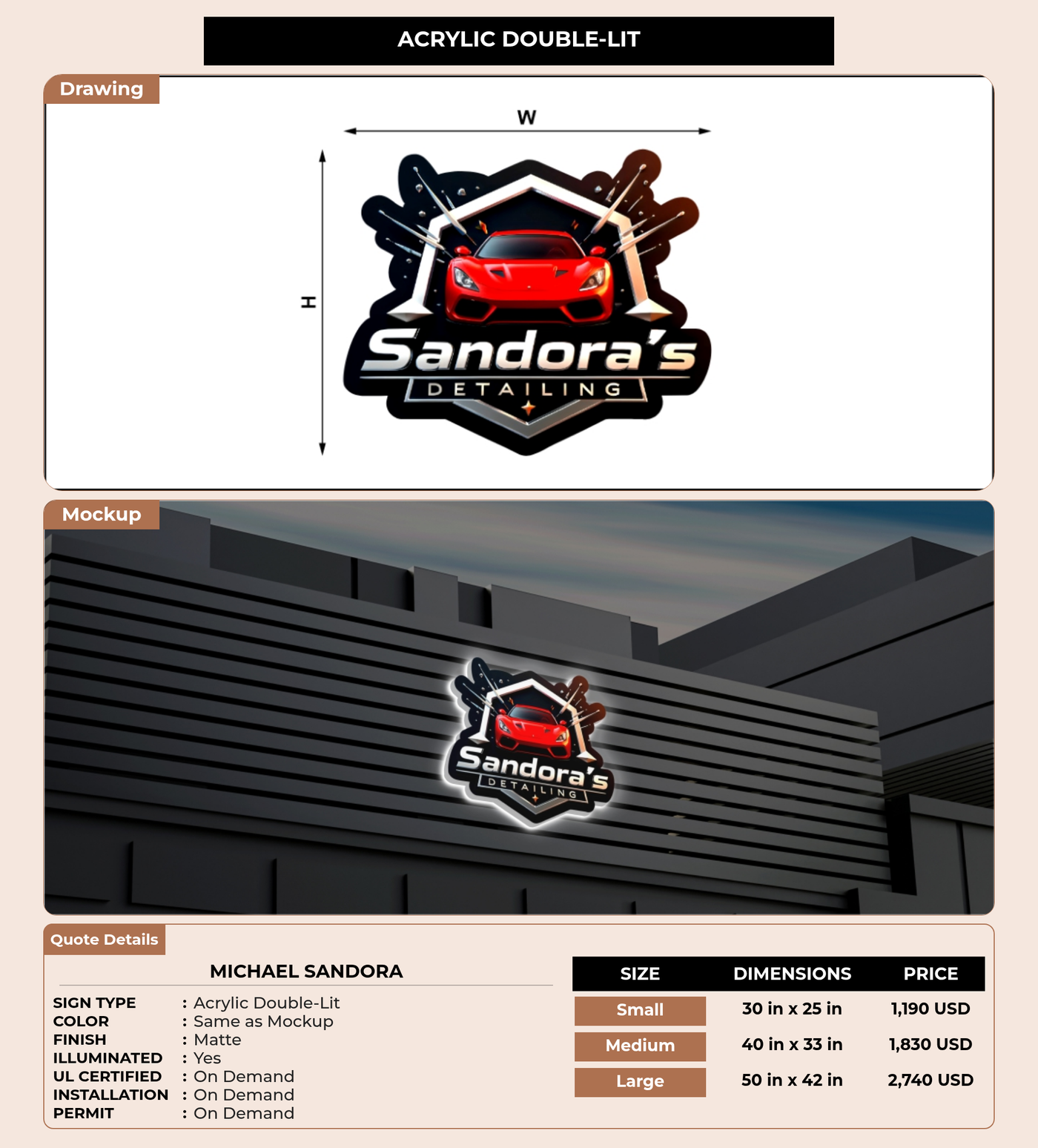 CUSTOM MOCKUP SIGN FOR Michael sandora