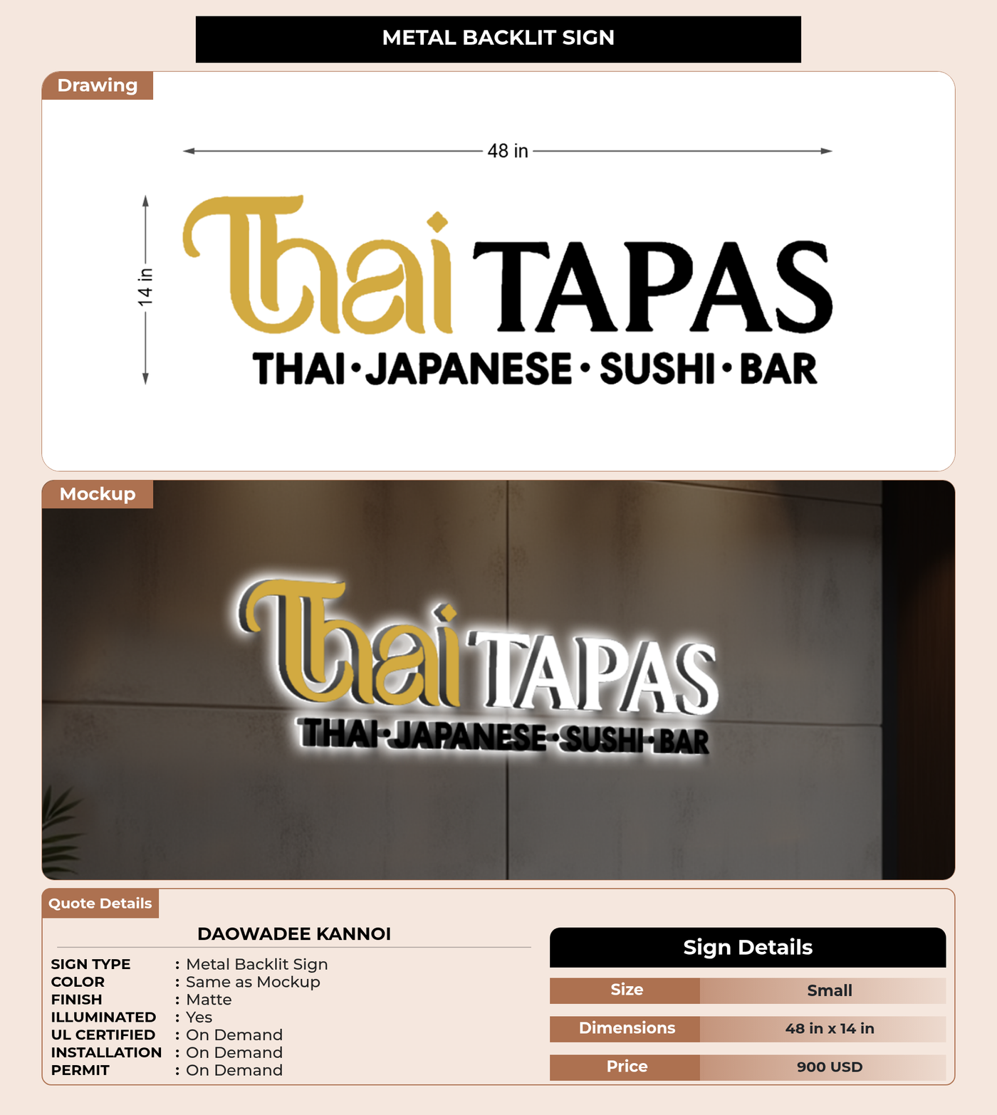 CUSTOM MOCKUP SIGN FOR Daowadee Kannoi