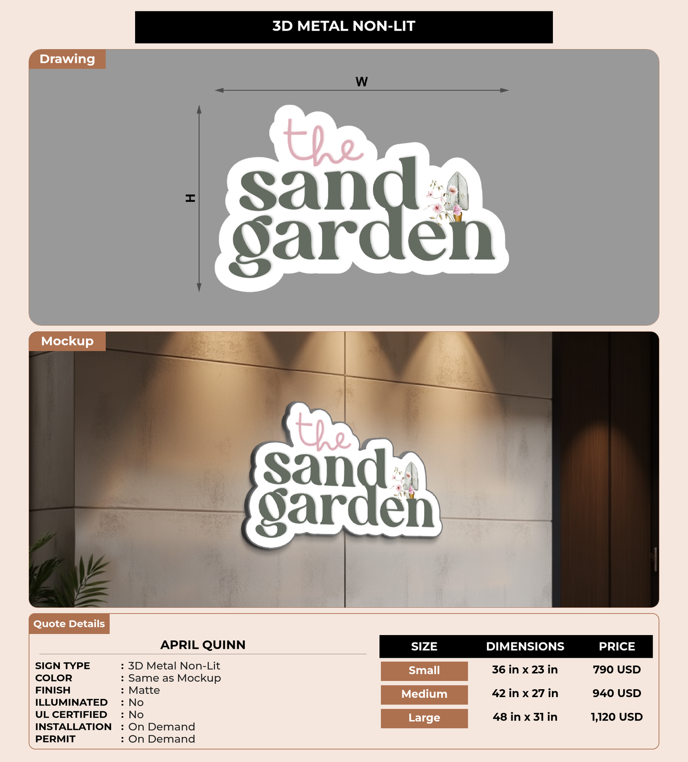 CUSTOM MOCKUP SIGN FOR April Quinn