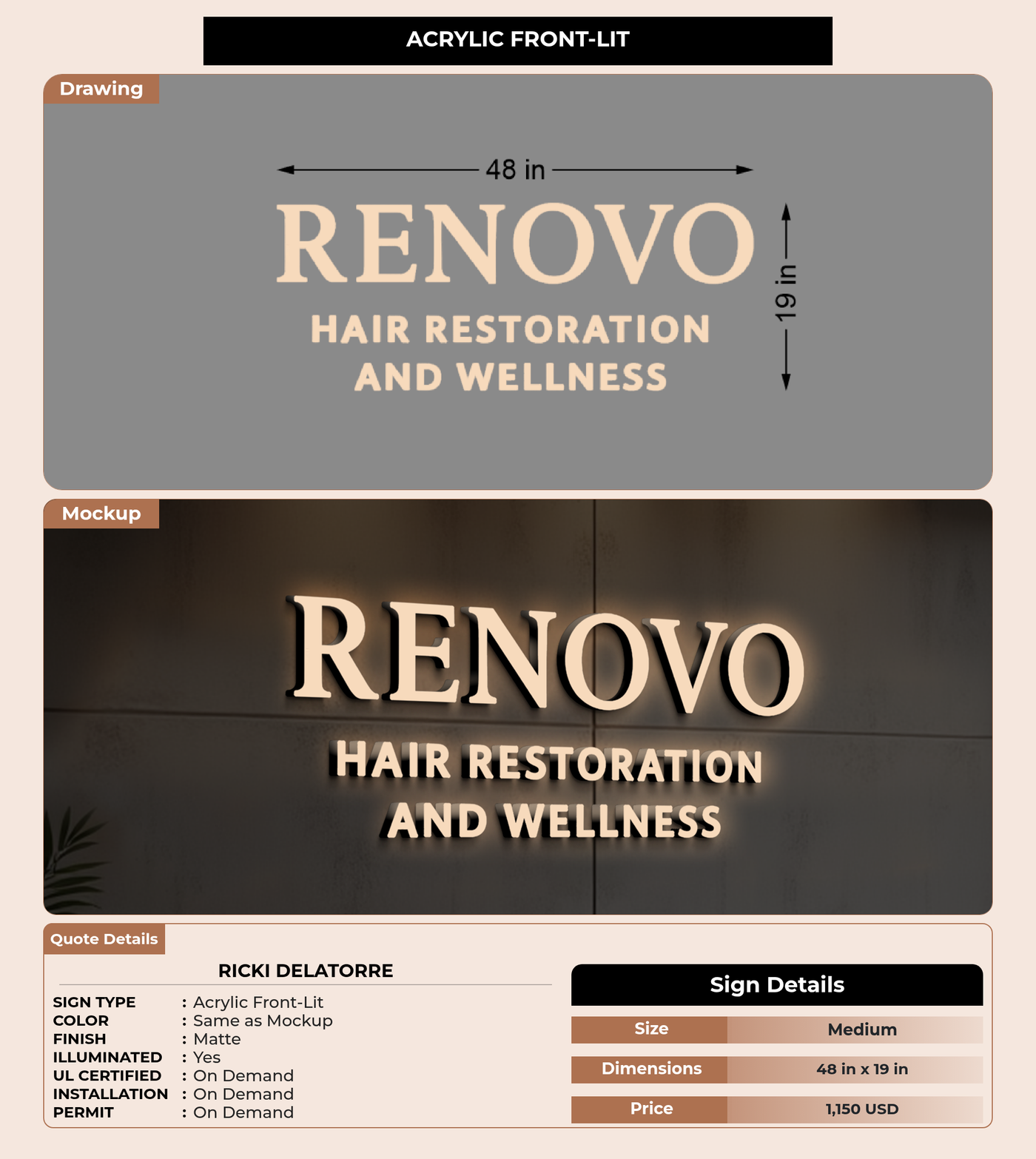 CUSTOM MOCKUP SIGN FOR RICKI DELATORRe