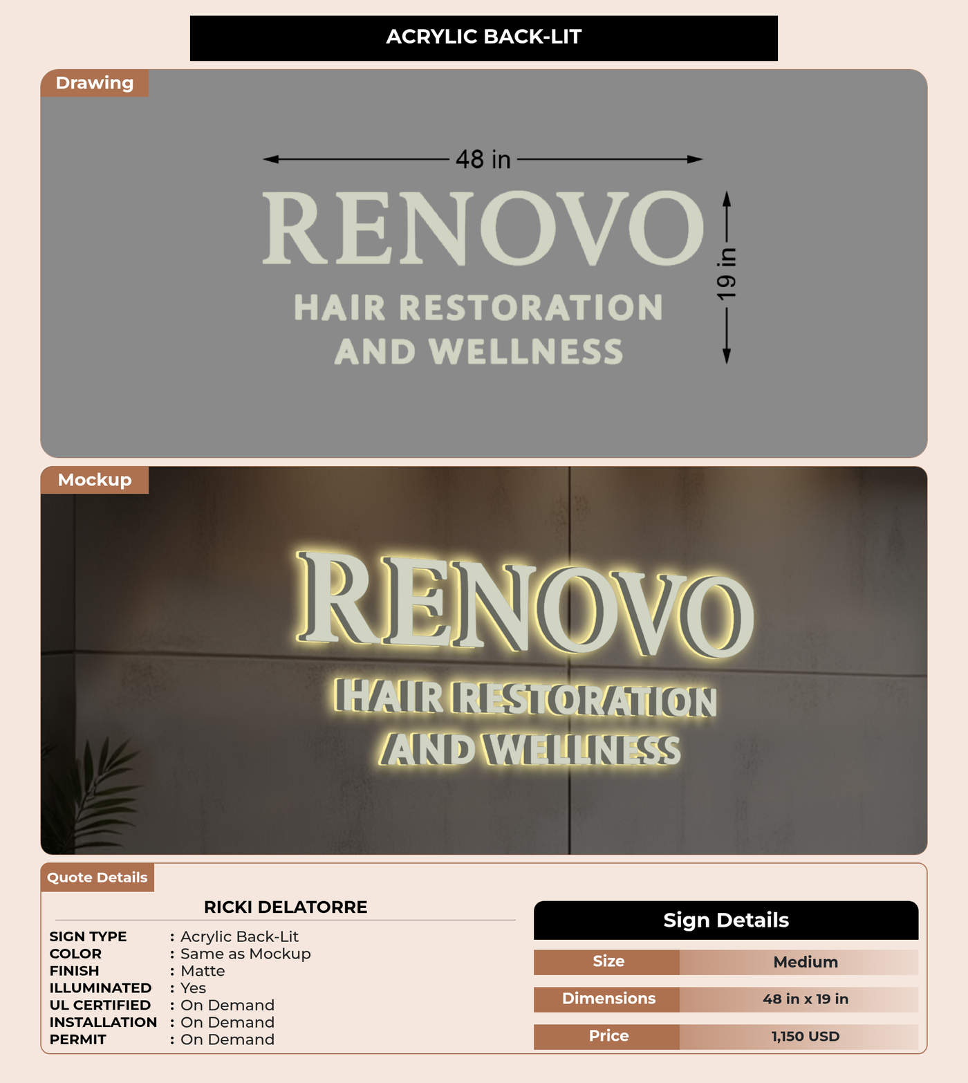 CUSTOM MOCKUP SIGN FOR RICKI DELATORRe