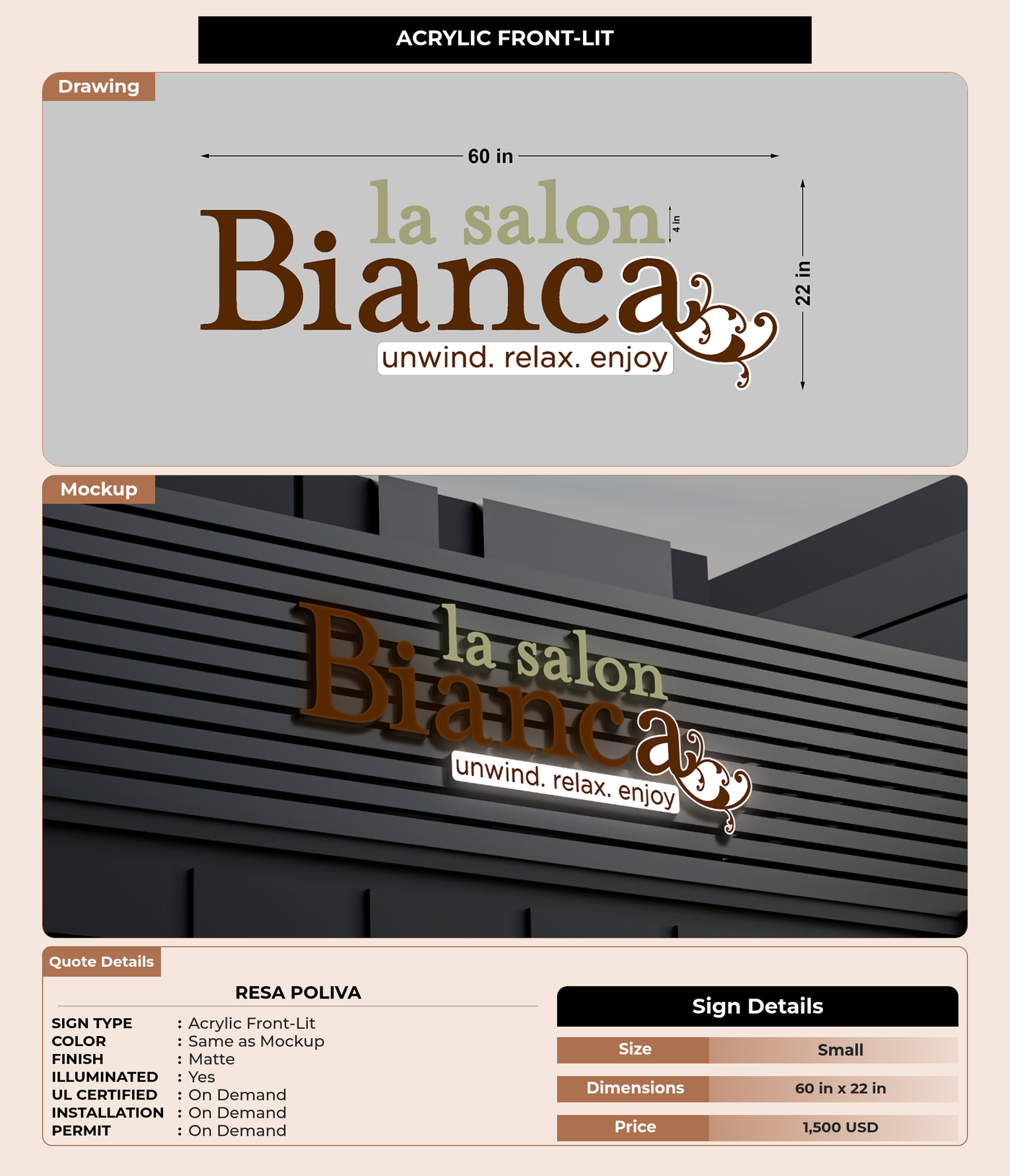 CUSTOM MOCKUP SIGN FOR Resa Poliva