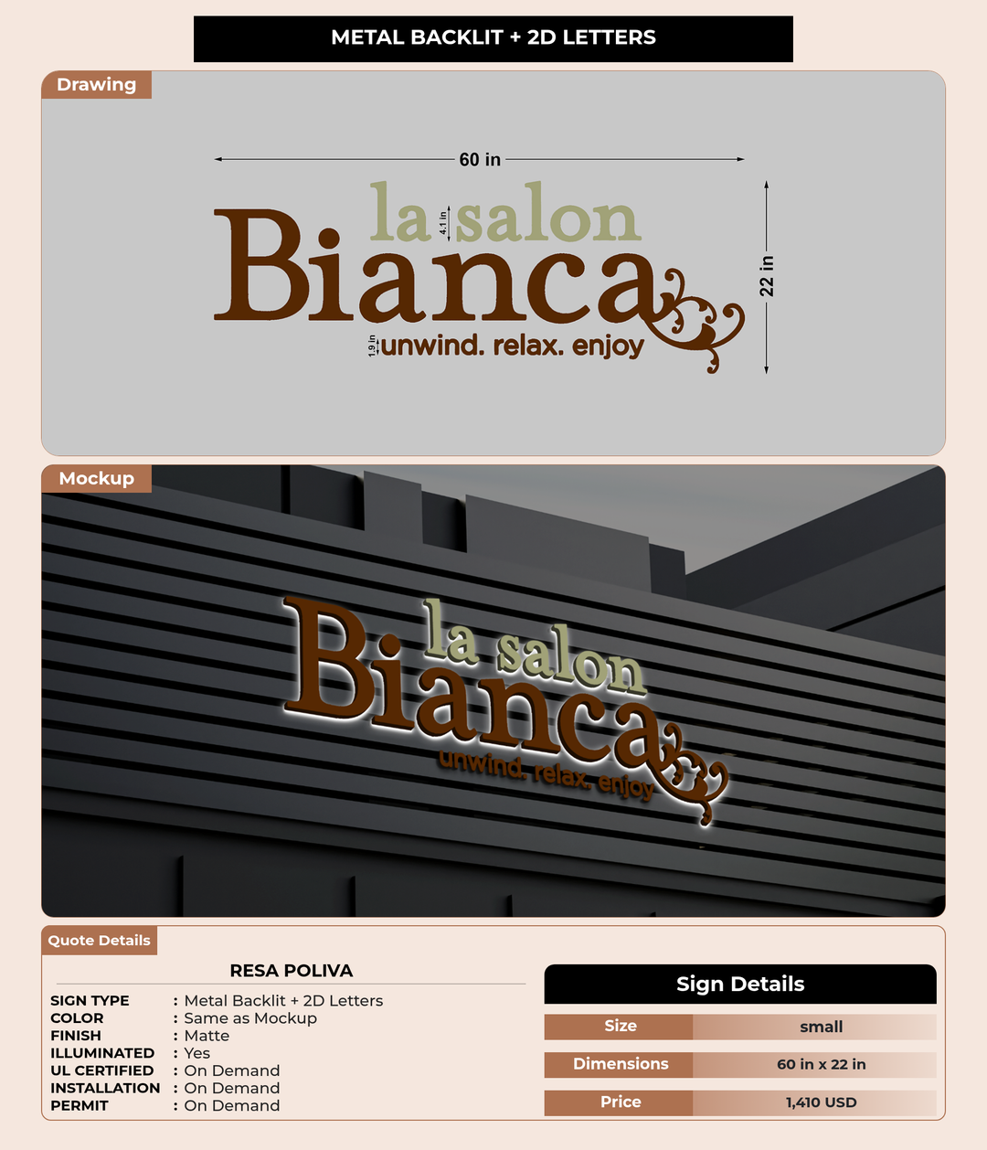 CUSTOM MOCKUP SIGN FOR Resa Poliva