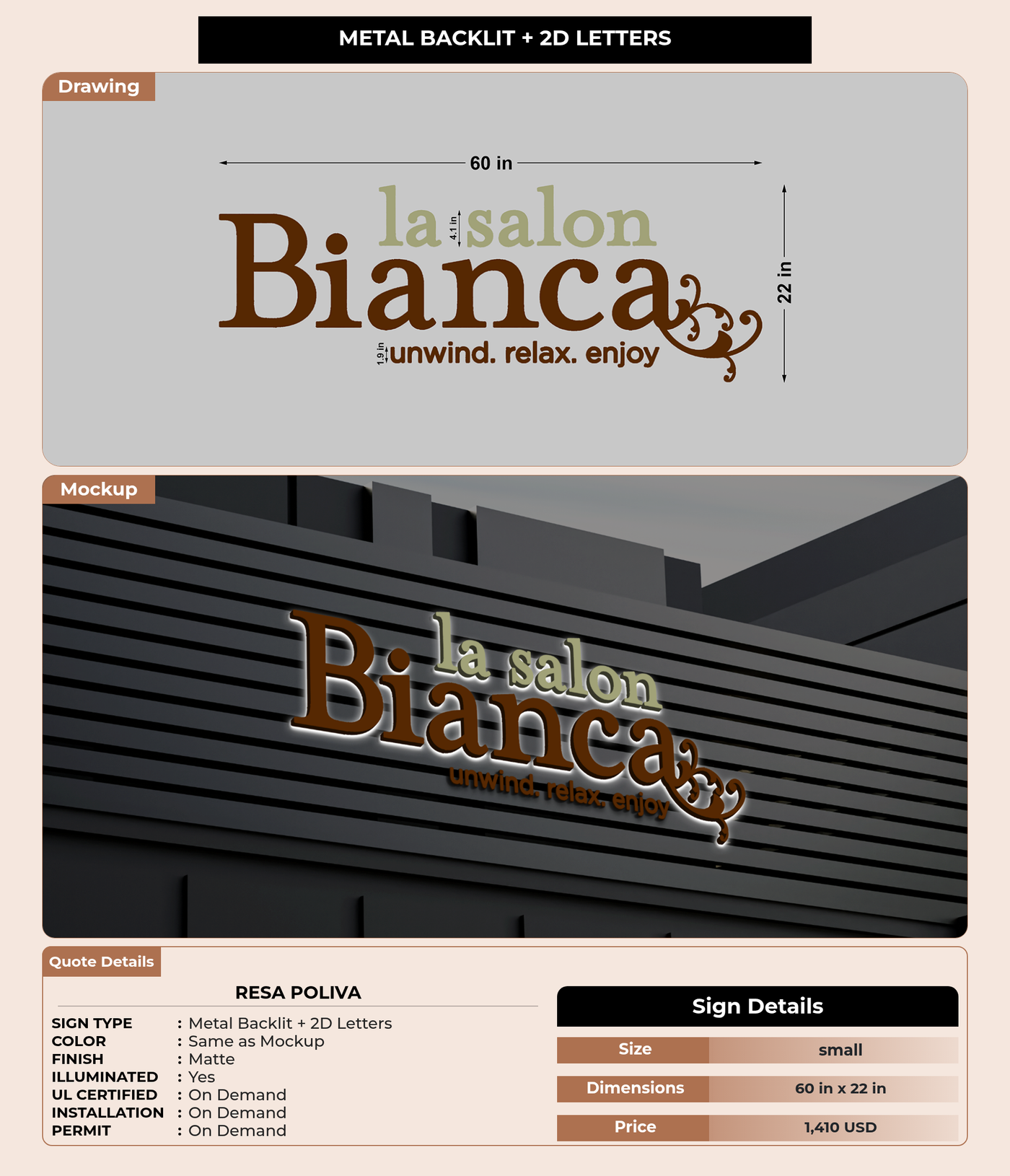 CUSTOM MOCKUP SIGN FOR Resa Poliva