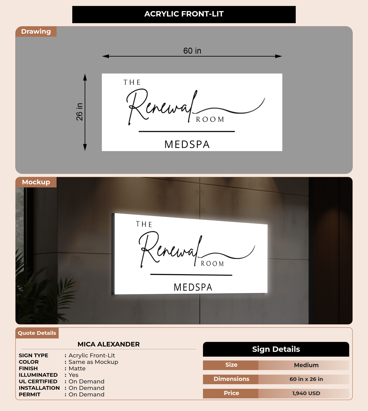 CUSTOM MOCKUP SIGN FOR Mica Alexander