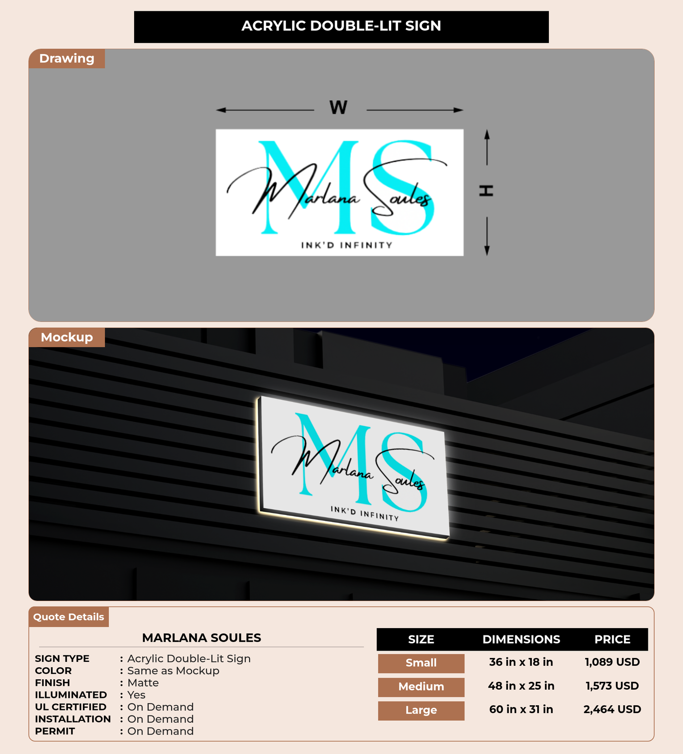 CUSTOM MOCKUP SIGN FOR Marlana Soules