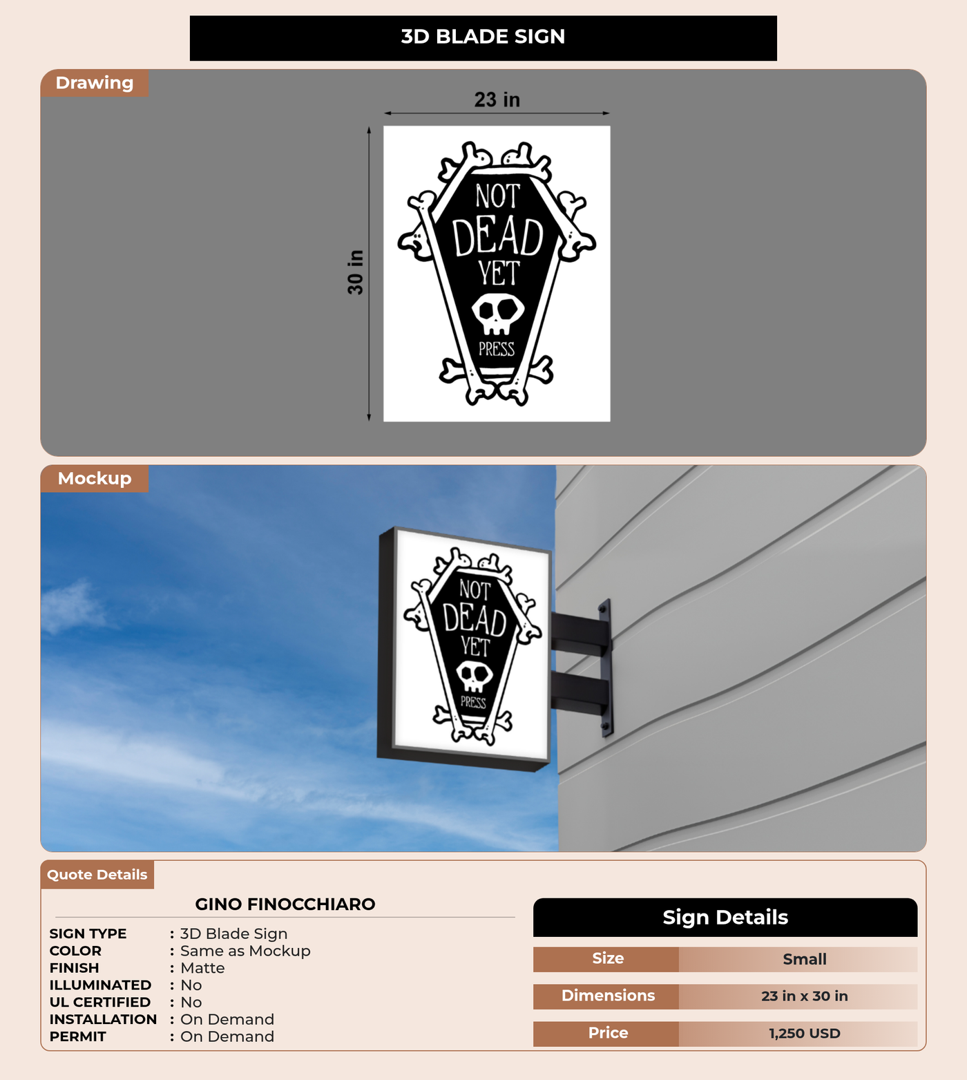 CUSTOM MOCKUP SIGN FOR Gino Finocchiaro