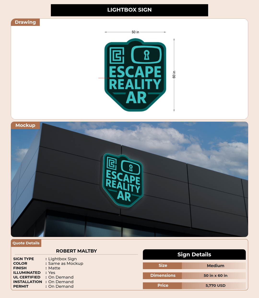 CUSTOM MOCKUP SIGN FOR robert maltby