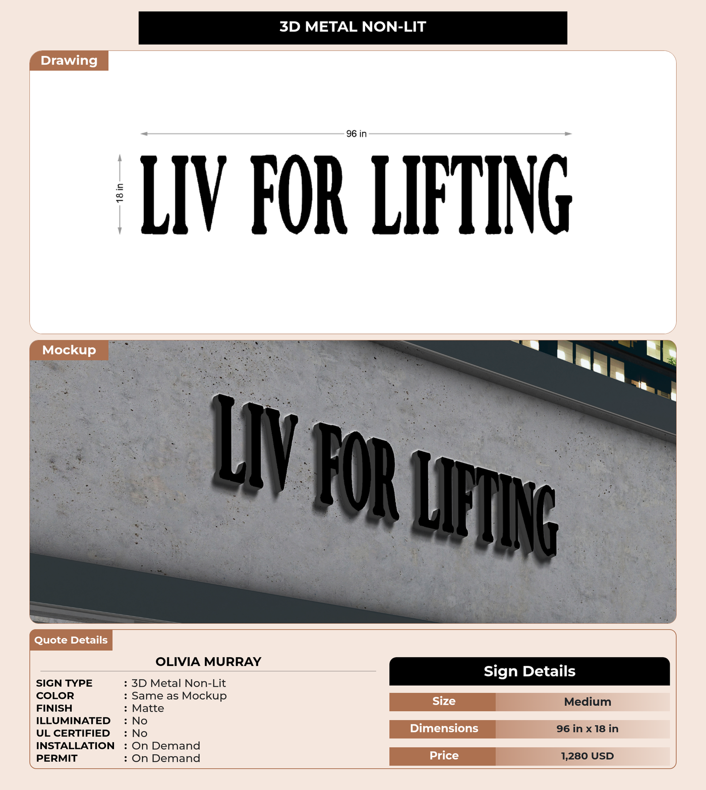 CUSTOM MOCKUP SIGN FOR Olivia Murray