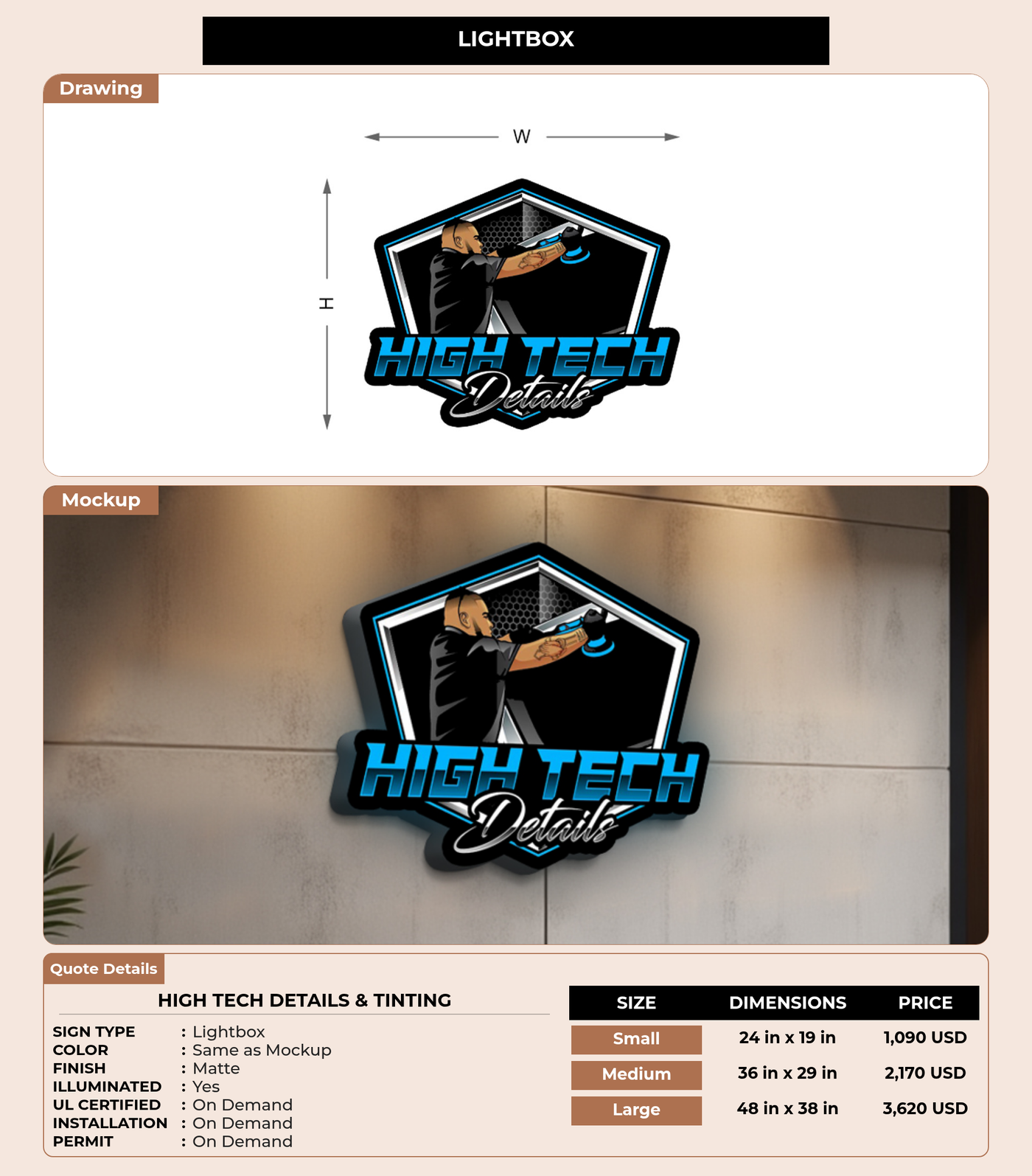 CUSTOM MOCKUP SIGN FOR High Tech Details & Tinting