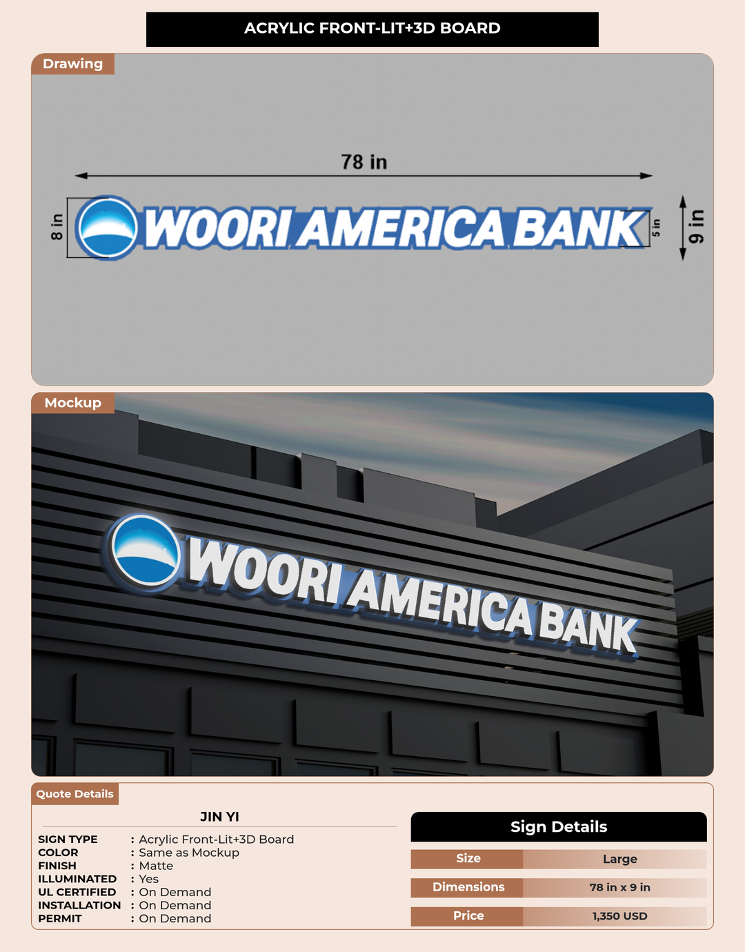 CUSTOM MOCKUP SIGN FOR Jin Yi