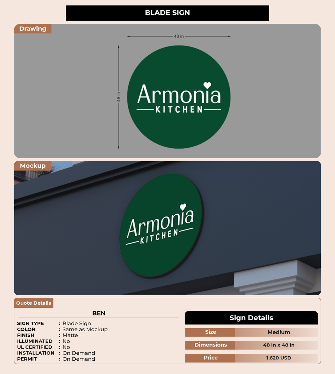 CUSTOM MOCKUP SIGN FOR Ben