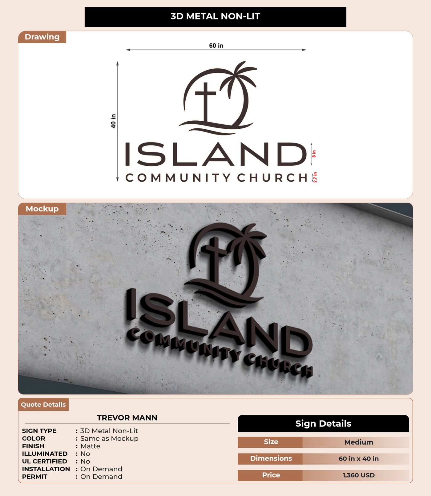 CUSTOM MOCKUP SIGN FOR Trevor Mann